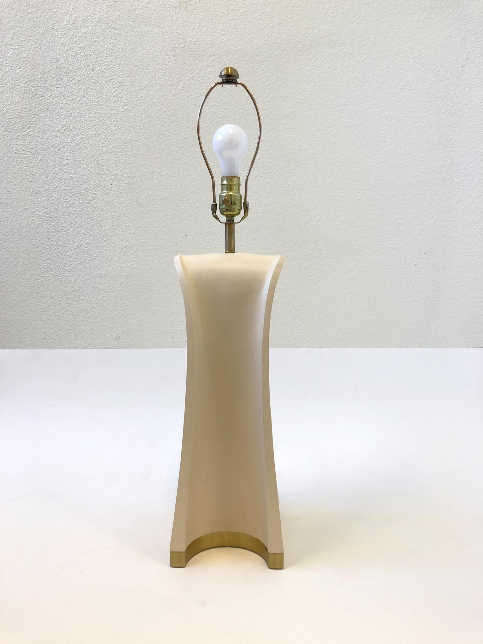 Brass and Sculpted Plaster Table Lamp by Boyd Lighting In Excellent Condition In Palm Springs, CA