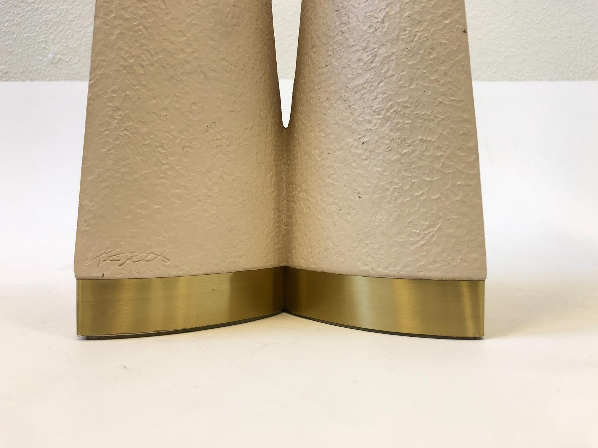Brass and Sculpted Plaster Table Lamp by Boyd Lighting 1