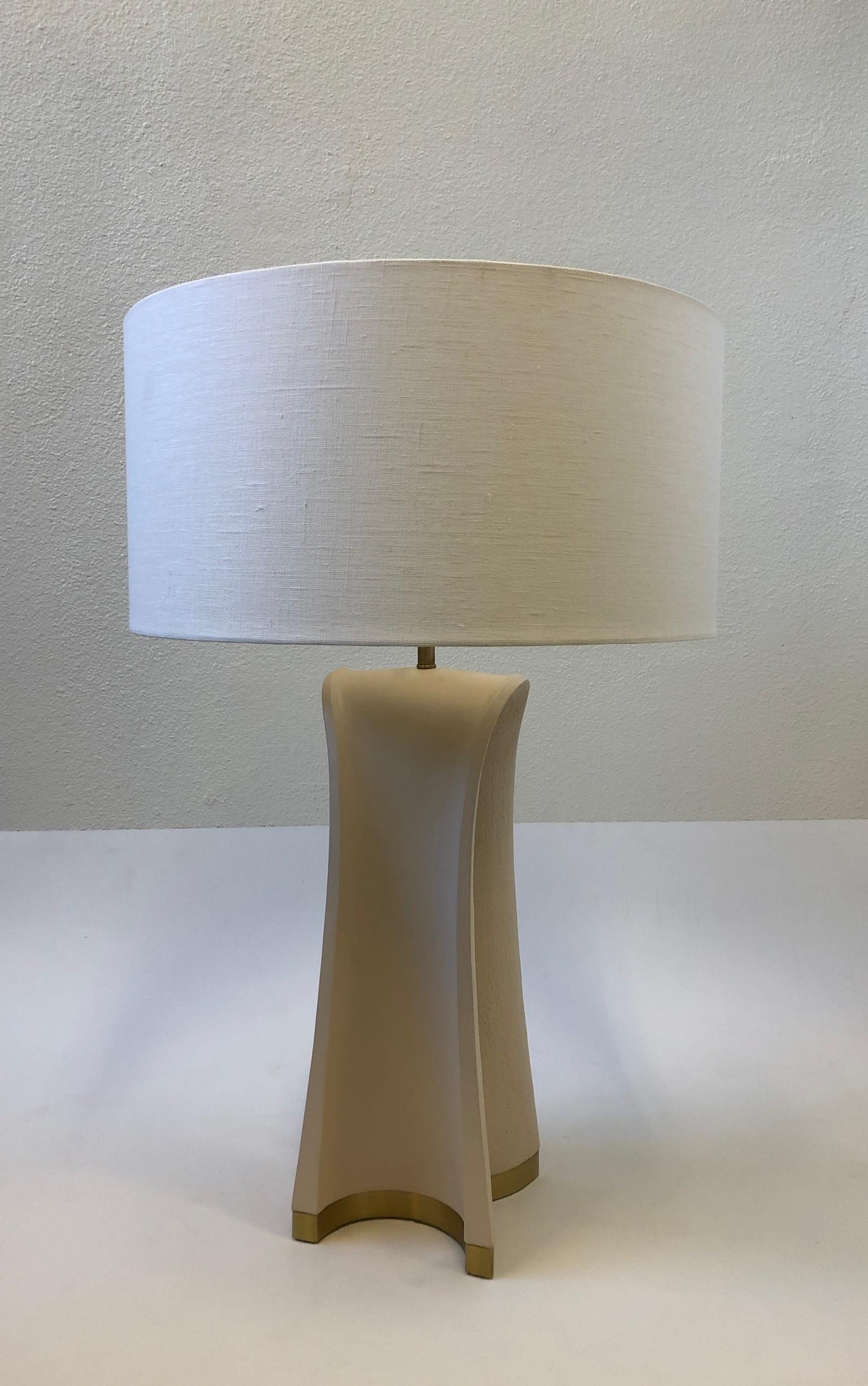 Brass and Sculpted Plaster Table Lamp by Boyd Lighting 3