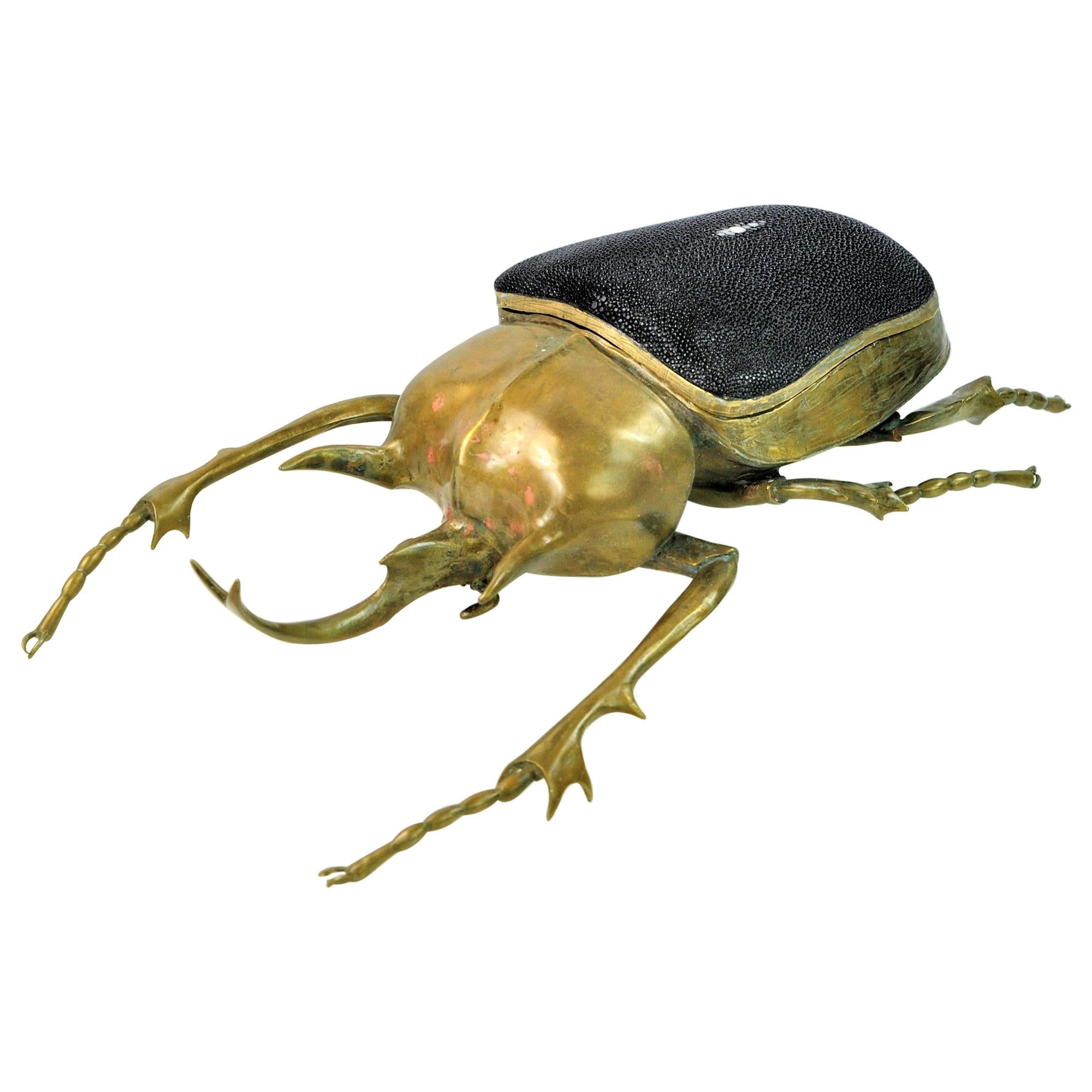 Brass and Shagreen Box Elphas Scarab by Ginger Brown
