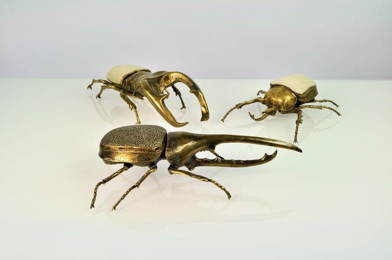 Brass and Shagreen Box HERCULES SCARAB by Ginger Brown In New Condition For Sale In Bourguebus, FR