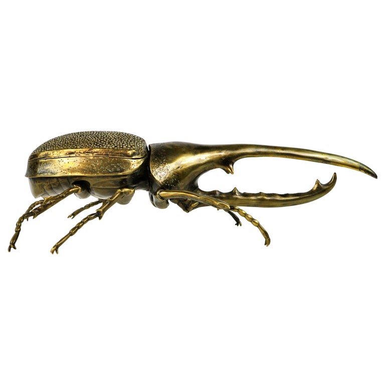 Brass and Shagreen Box HERCULES SCARAB by Ginger Brown For Sale