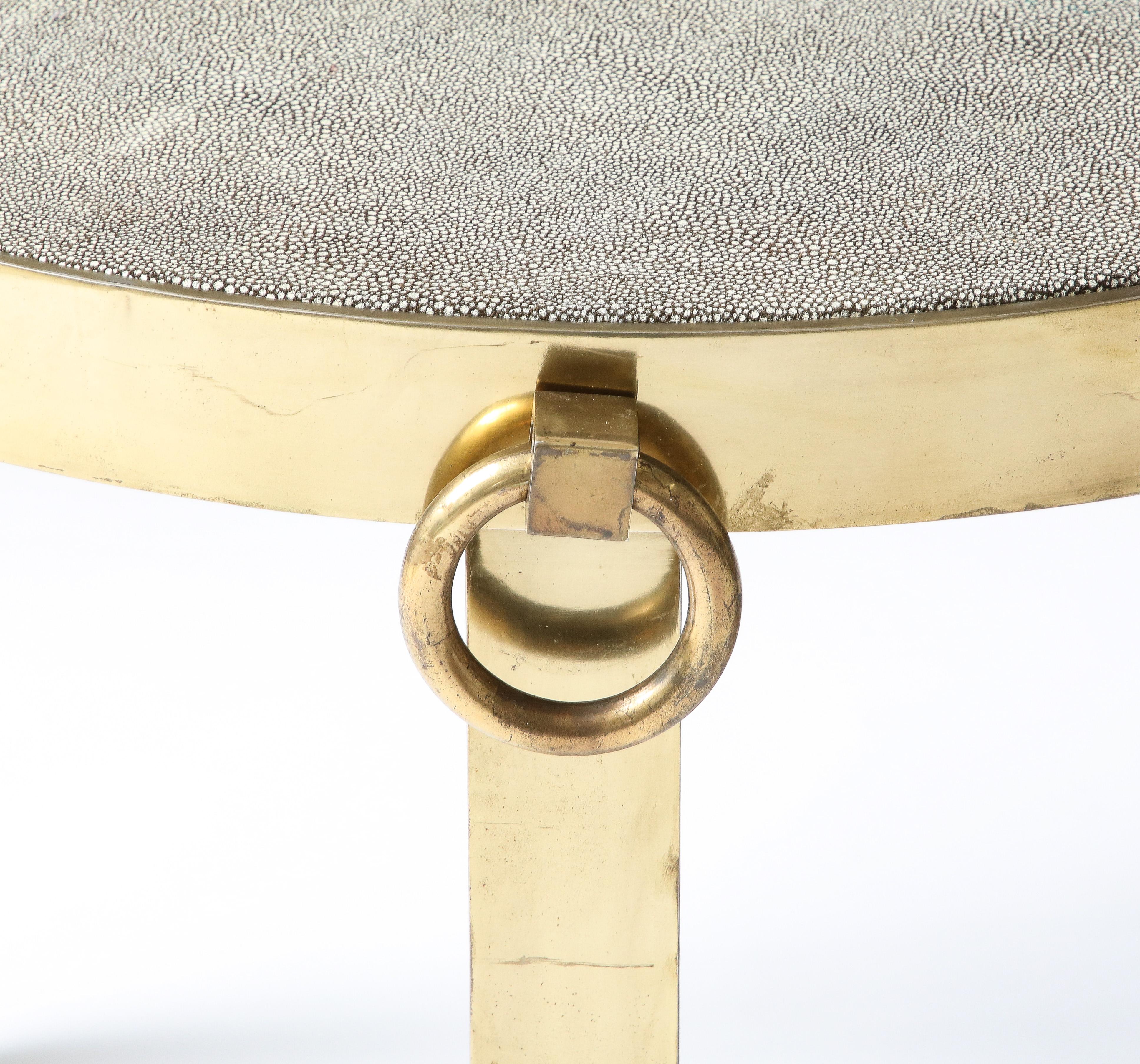 Brass and Shagreen Side Table, Italy, 20th C. For Sale 4