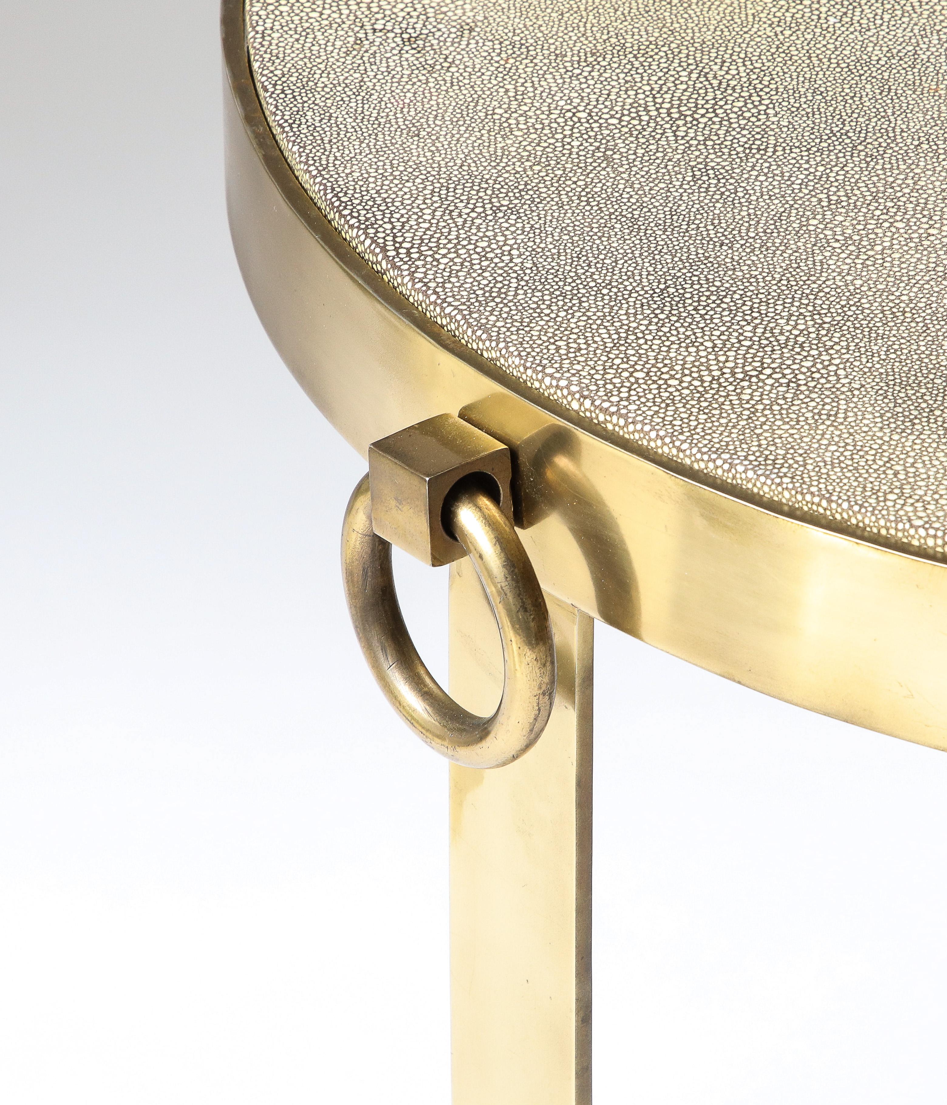 Brass and Shagreen Side Table, Italy, 20th C. For Sale 5