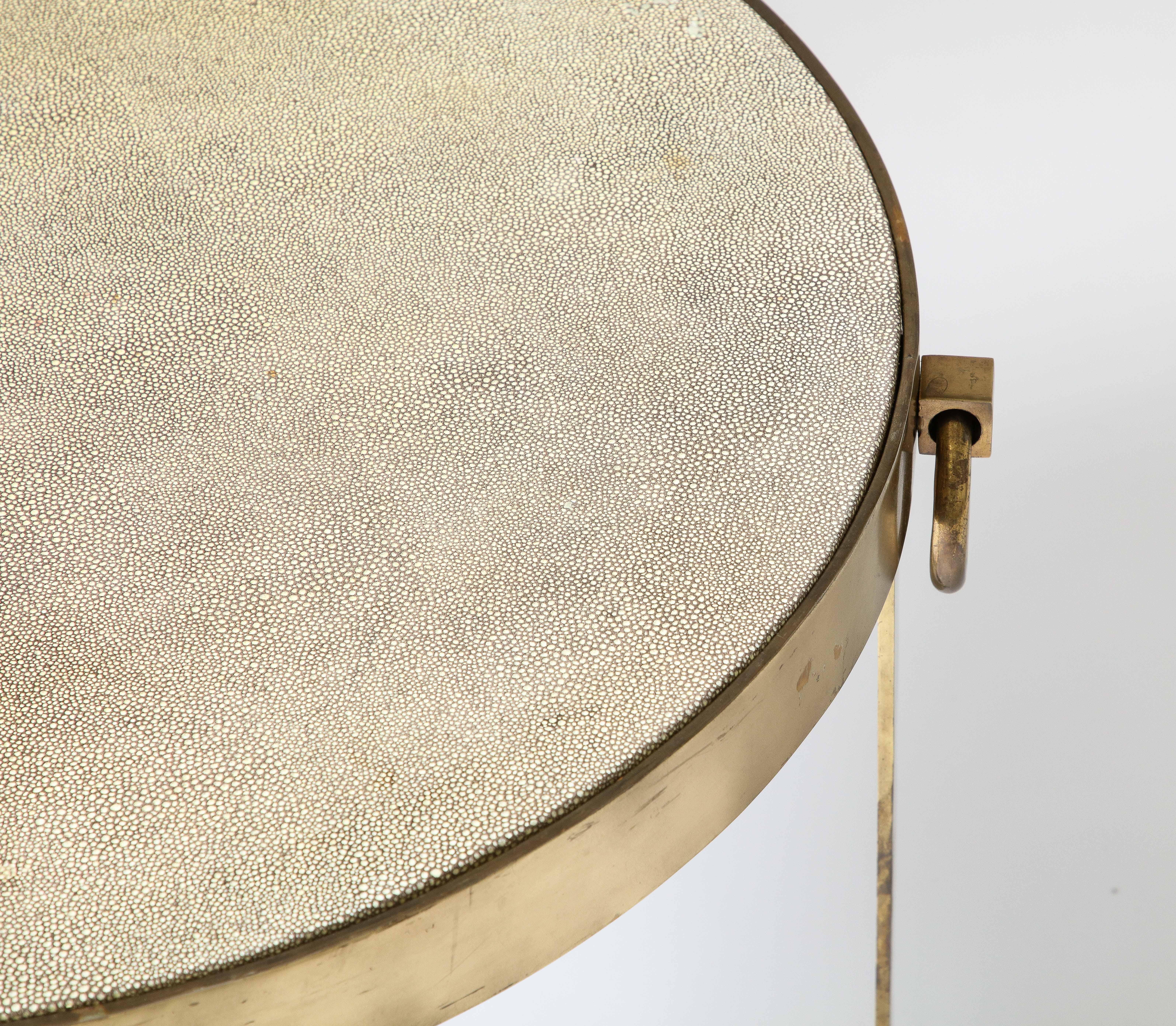 Brass and Shagreen Side Table, Italy, 20th C. For Sale 6