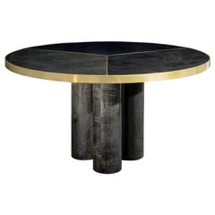 Brass and Sikomoro Round Dining Table