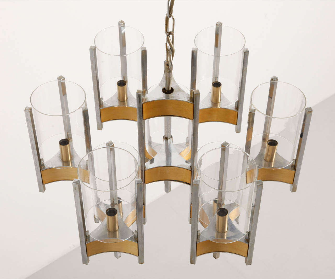 silver and brass chandelier