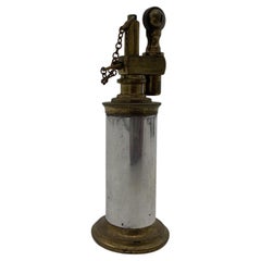 Vintage Brass and Silver Petrol Table Pull Chain Lighter by Daltis