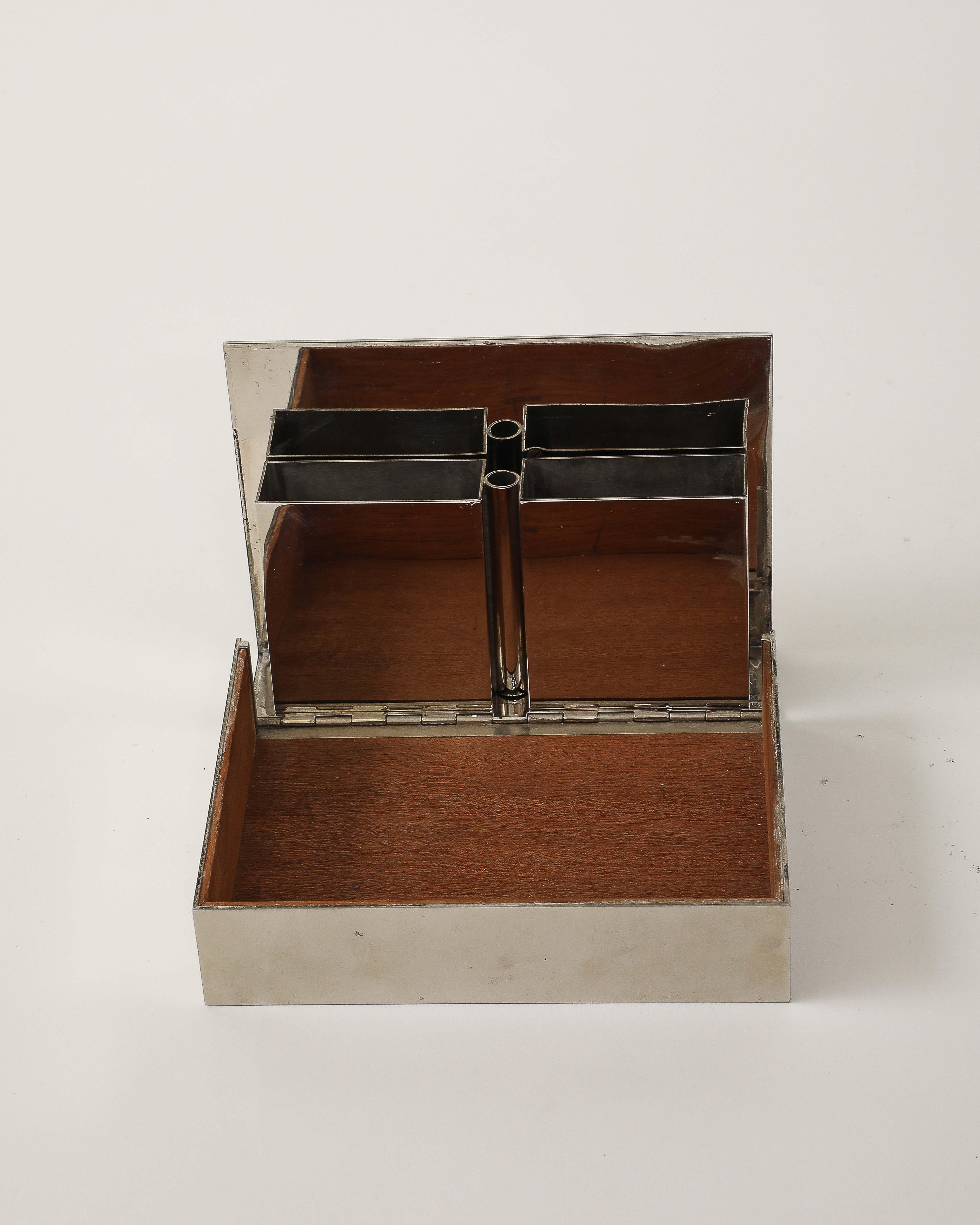 Brass and Silver Plated Box with Horse Decoration by Hermes, France, c. 1955 For Sale 8