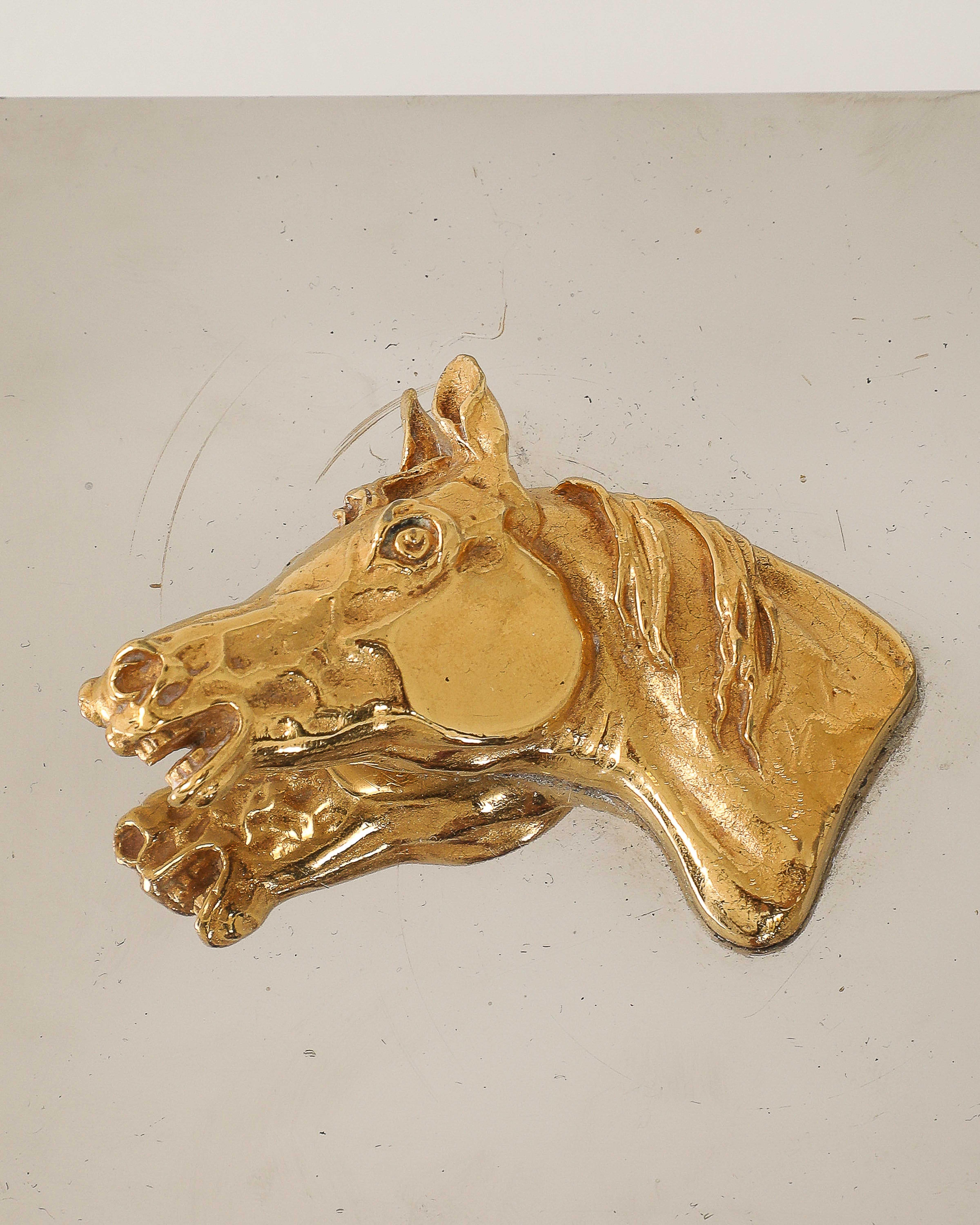 Brass and Silver Plated Box with Horse Decoration by Hermes, France, c. 1955 For Sale 13
