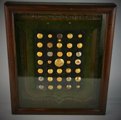 Brass and Silver Vintage Button Collection in Custom Wood Case