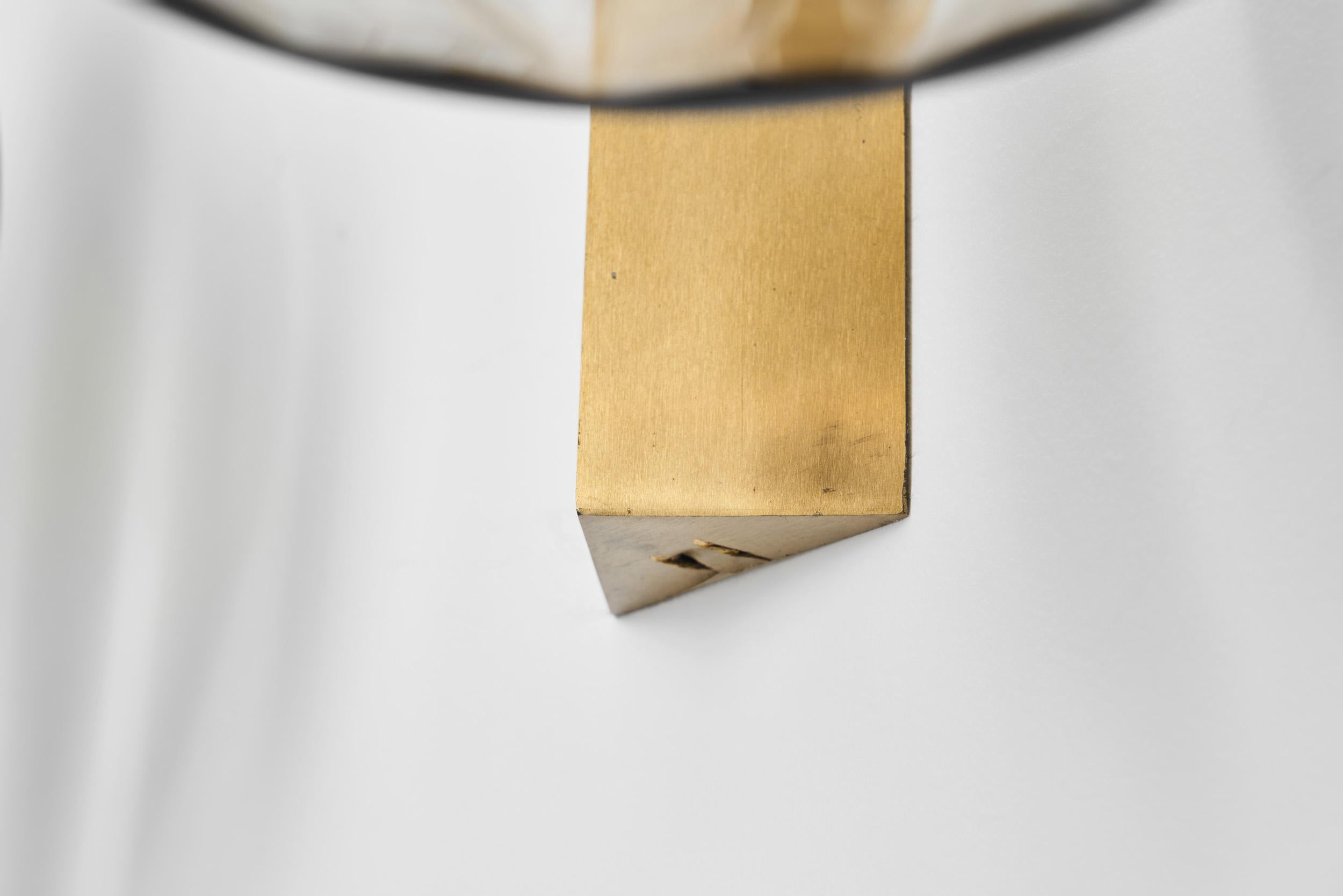 Brass and Smoke Glass Wall Light by Holger Johansson, Sweden 20th Century For Sale 9