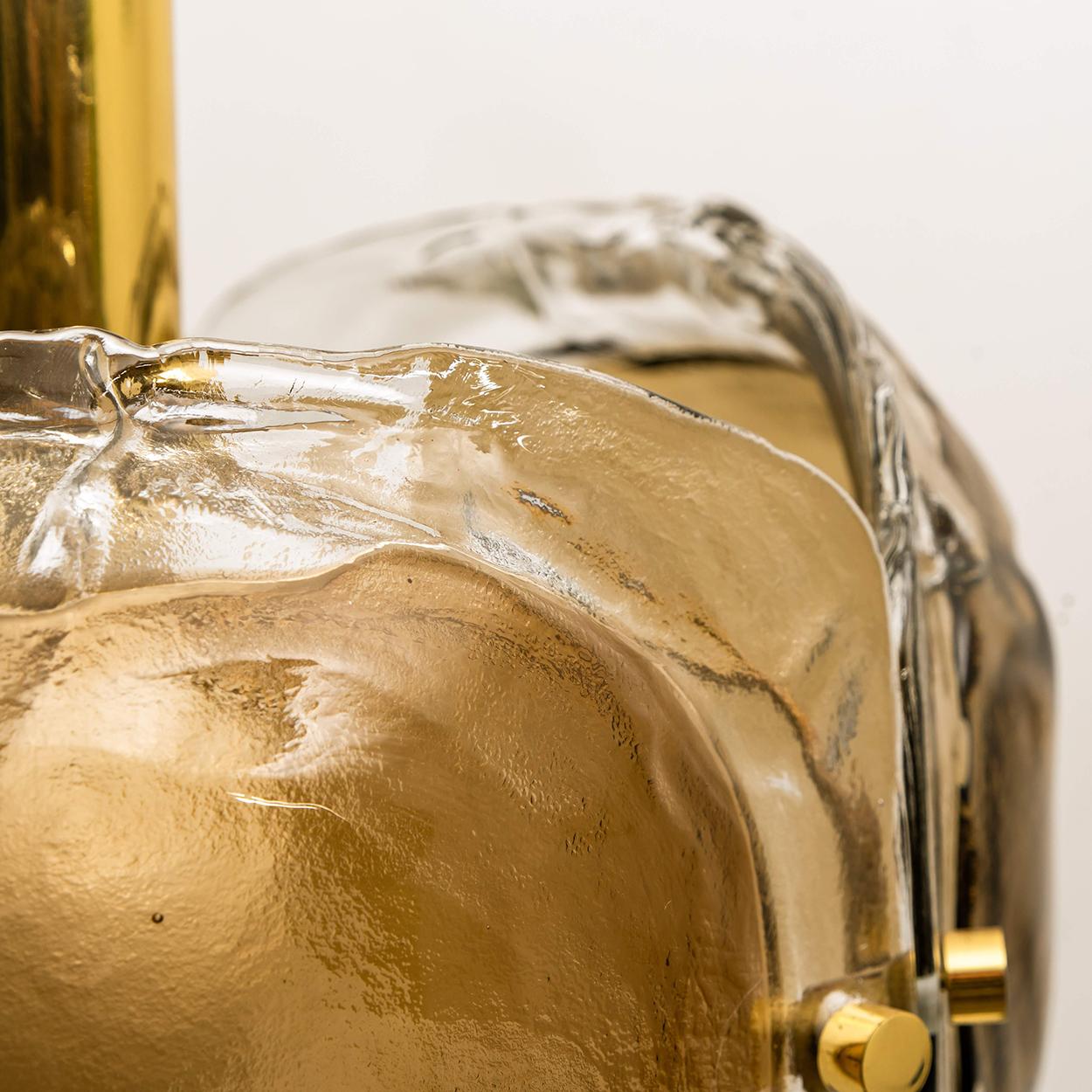 European Brass and Smoked Blown Murano Glass Pendant Light by Kalmar, 1960s