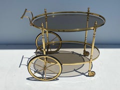 Brass and Smoked Glass Bar Cart