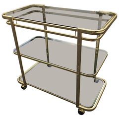 Retro Brass and Smoked Glass Bar Cart