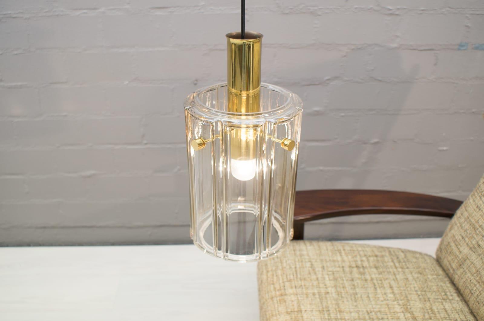 Brass and Smoked Glass Ceiling Lamp from Limburg, Germany, 1960s In Good Condition For Sale In Nürnberg, Bayern