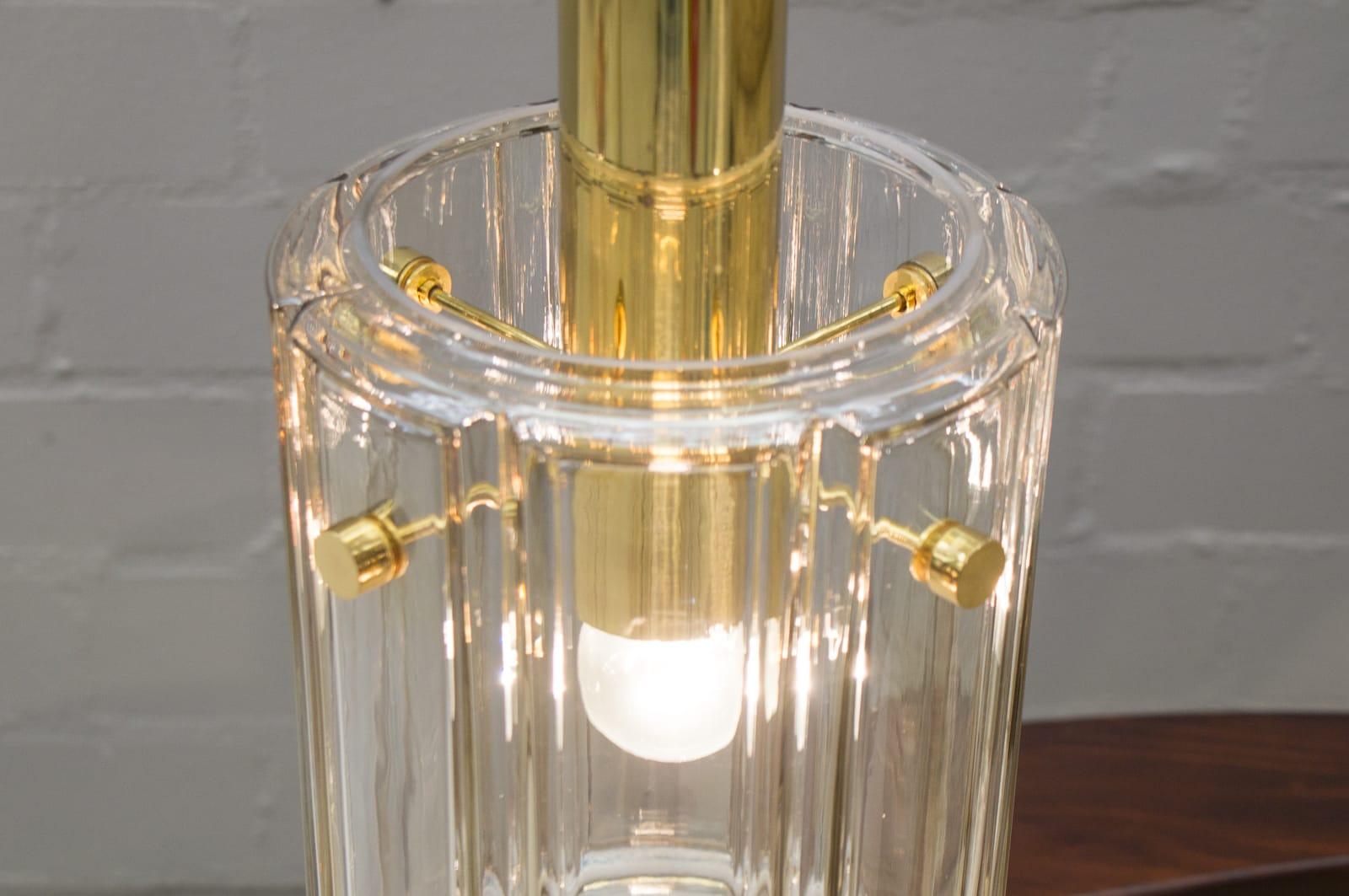 Mid-20th Century Brass and Smoked Glass Ceiling Lamp from Limburg, Germany, 1960s For Sale