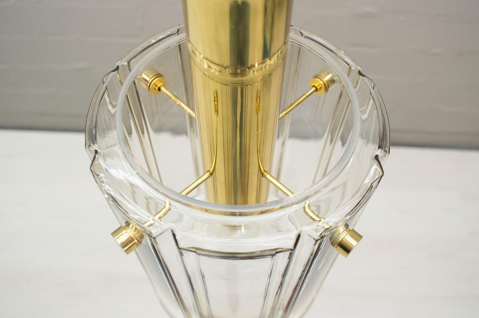 Brass and Smoked Glass Ceiling Lamp from Limburg, Germany, 1960s For Sale 1