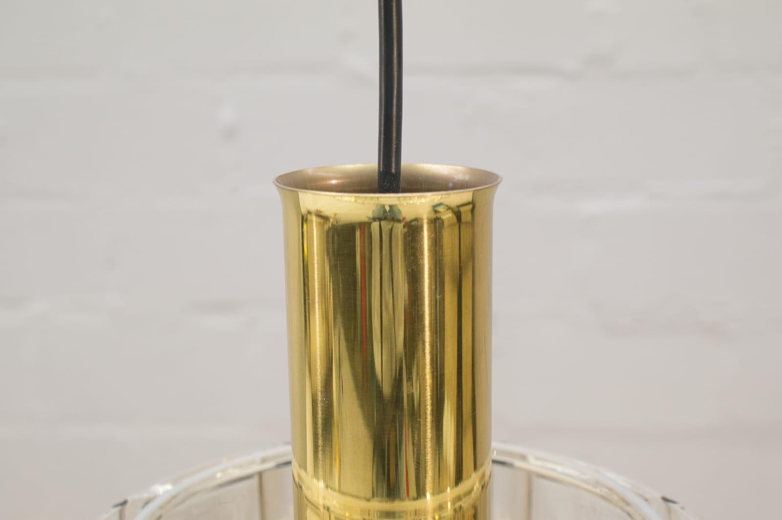 Brass and Smoked Glass Ceiling Lamp from Limburg, Germany, 1960s For Sale 2