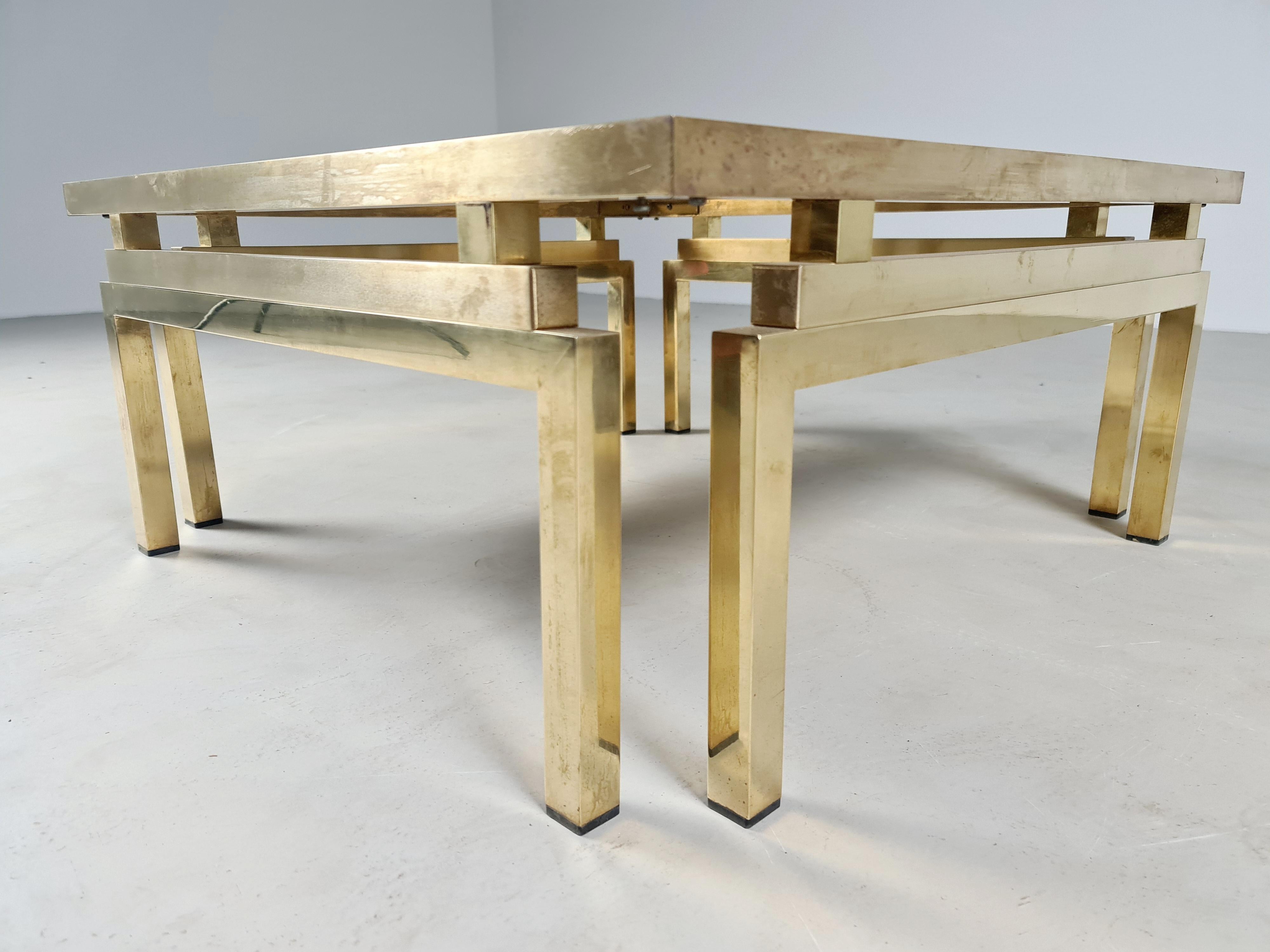 Brass and Smoked Glass Coffee Table by Romeo Rega, 1970s For Sale 1