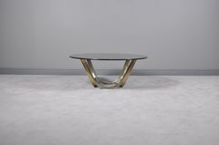 Brass and Smoked Glass Coffee Table by Roger Sprunger for Dunbar, circa, 1971