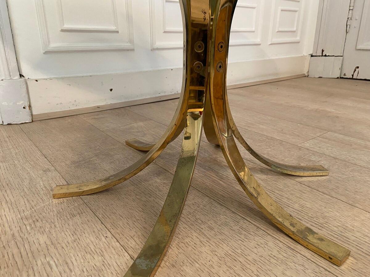 Mid-Century Modern Brass and Smoked Glass Coffee Table For Sale