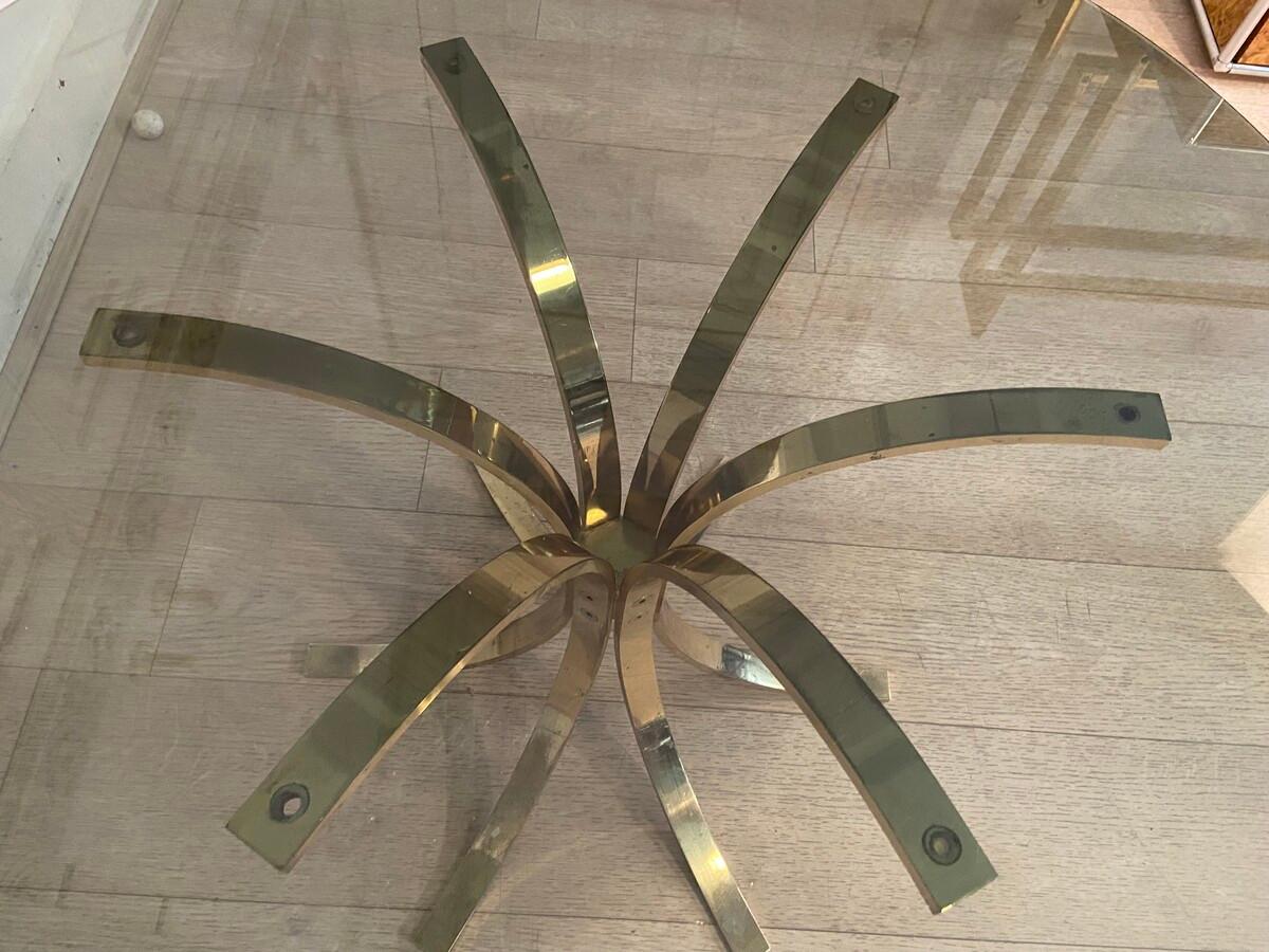 Brass and Smoked Glass Coffee Table For Sale 1