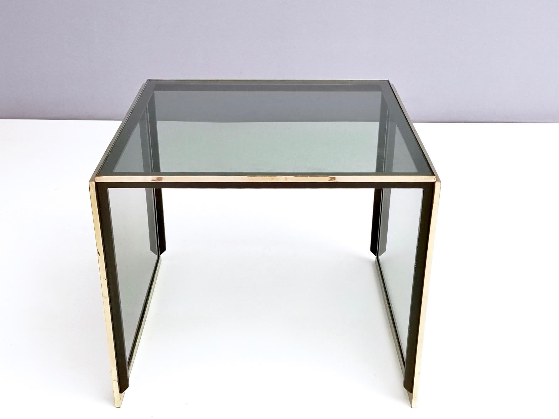 Post-Modern Postmodern Brass and Smoked Glass Coffee Table in the Style of Romeo Rega, Italy