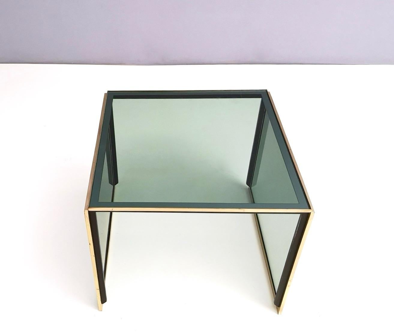 Italian Postmodern Brass and Smoked Glass Coffee Table in the Style of Romeo Rega, Italy