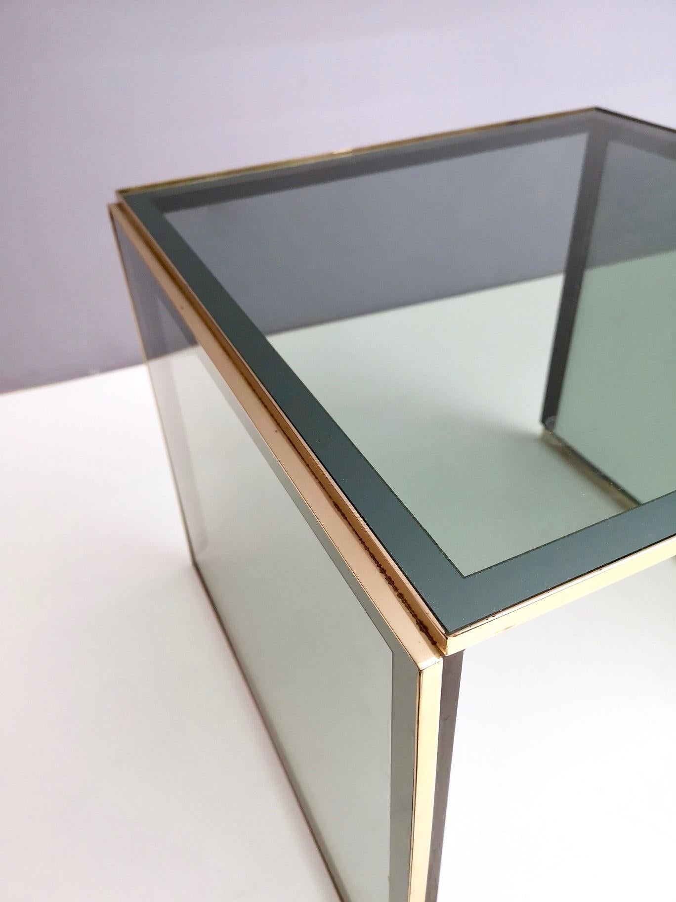 Late 20th Century Postmodern Brass and Smoked Glass Coffee Table in the Style of Romeo Rega, Italy