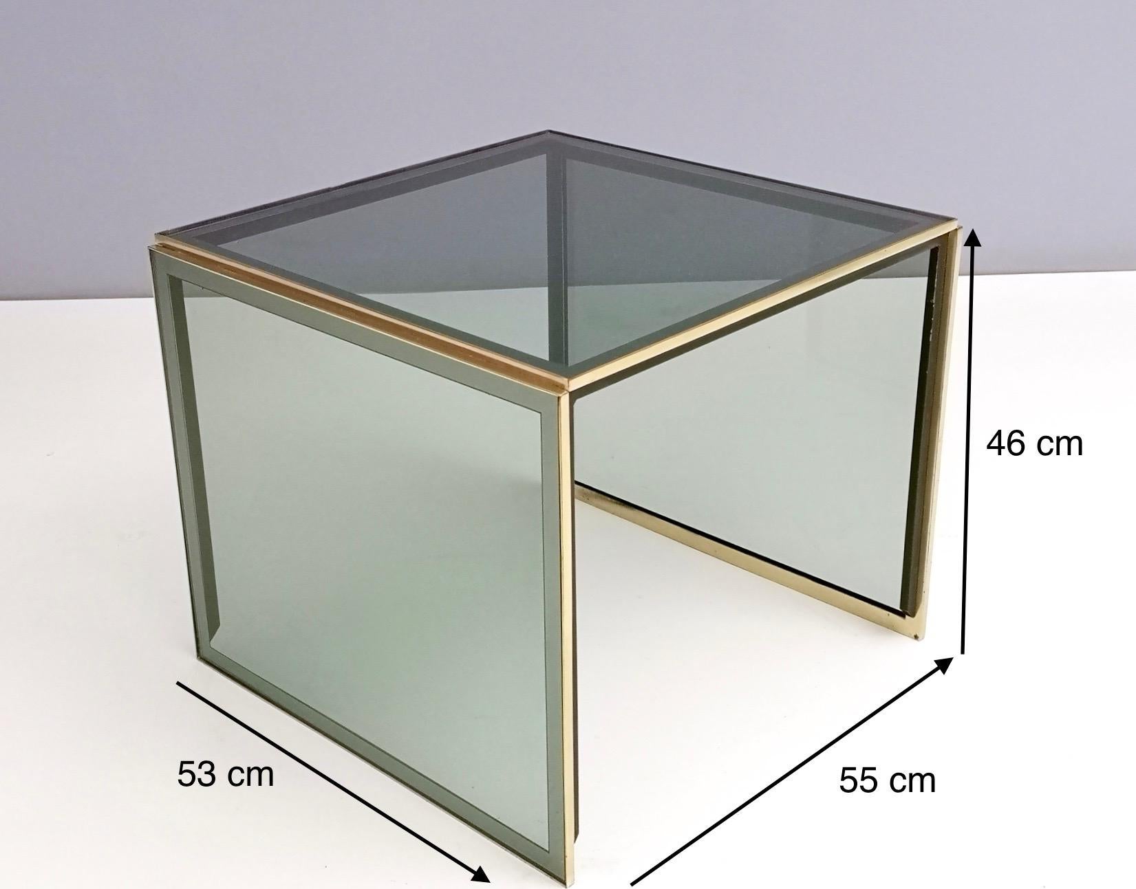 Postmodern Brass and Smoked Glass Coffee Table in the Style of Romeo Rega, Italy 1