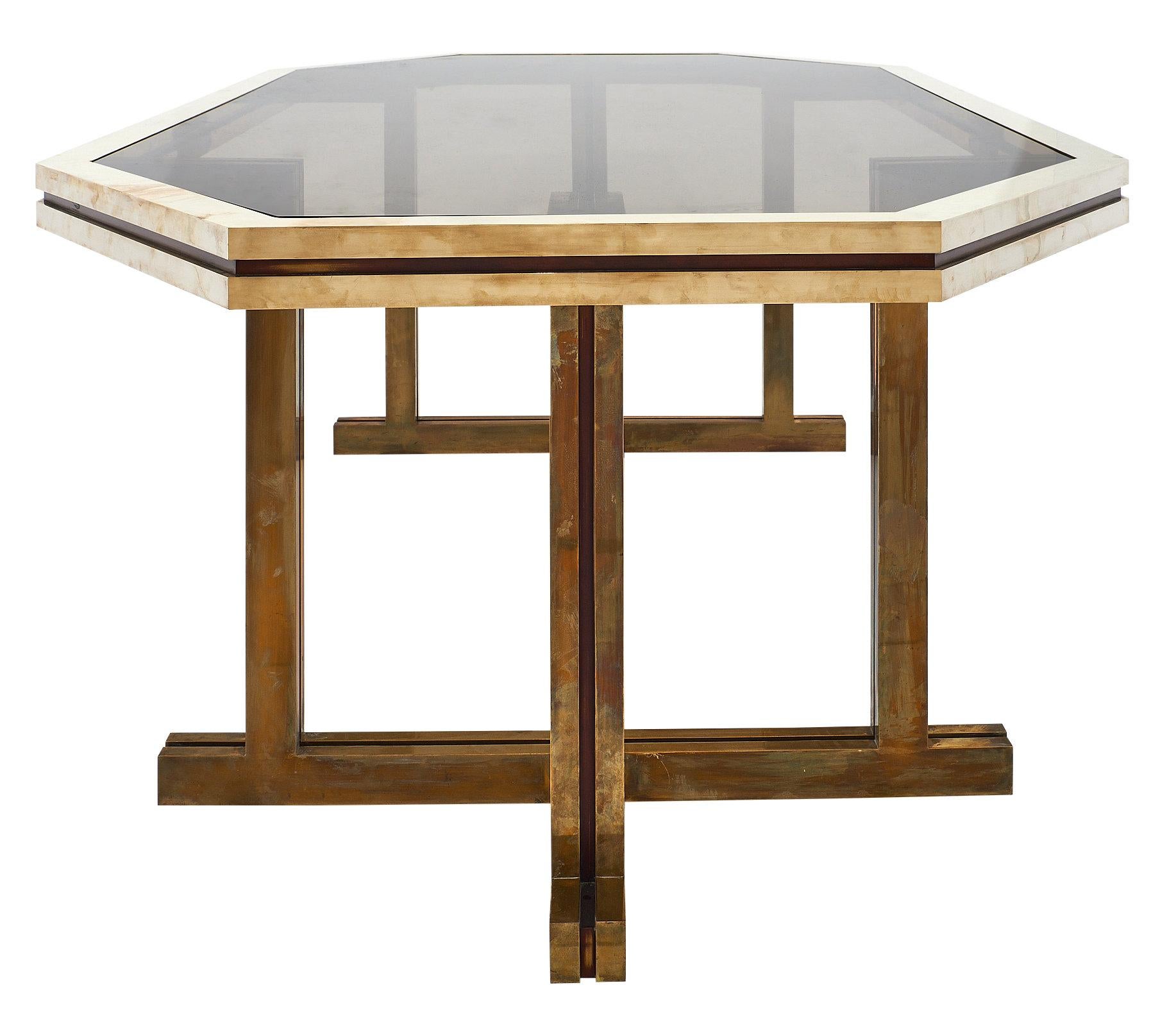 brass and glass dining table