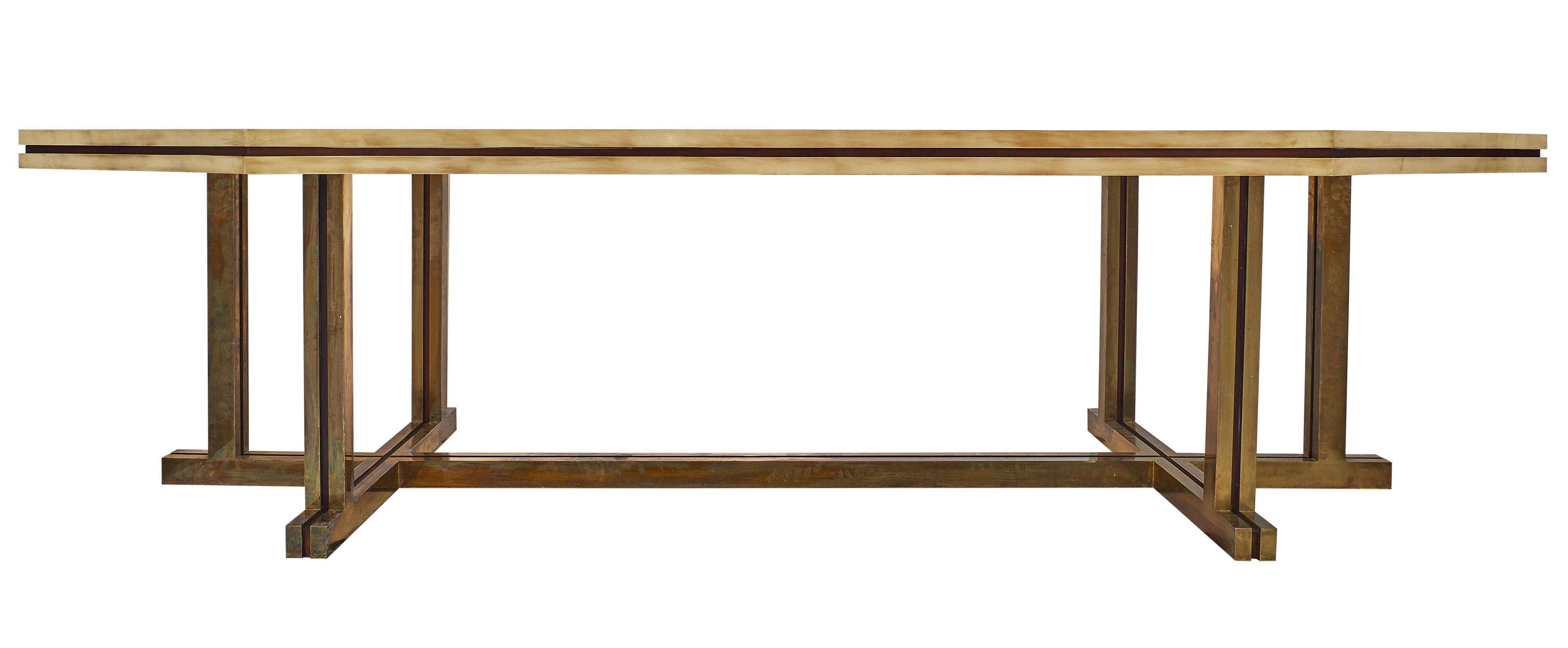 Mid-20th Century Brass and Smoked Glass Dining Table by Romeo Rega