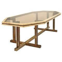 Brass and Smoked Glass Dining Table by Romeo Rega