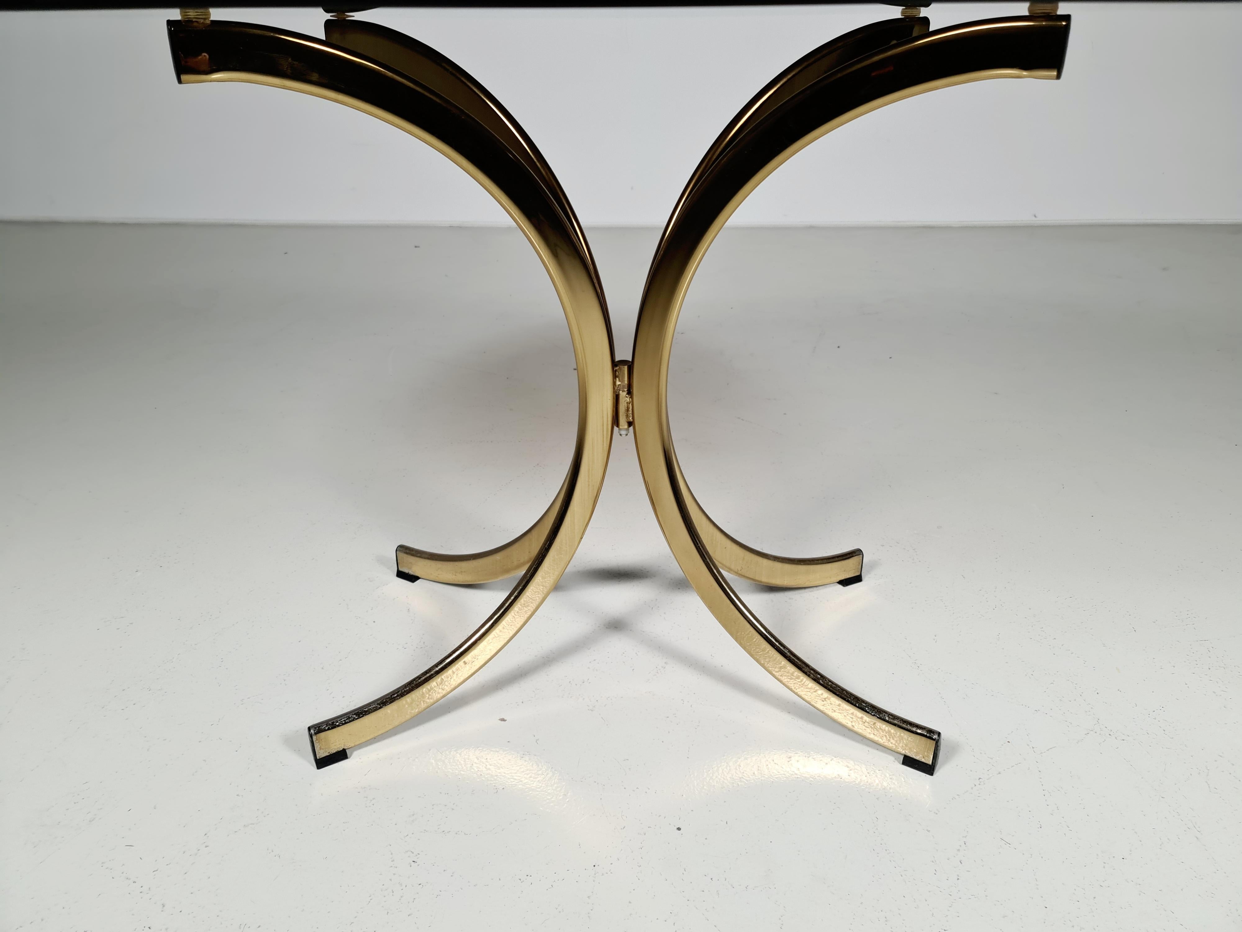 Brass and Smoked Glass Dining Table, Romeo Rega Attributed, 1970, Italy 1