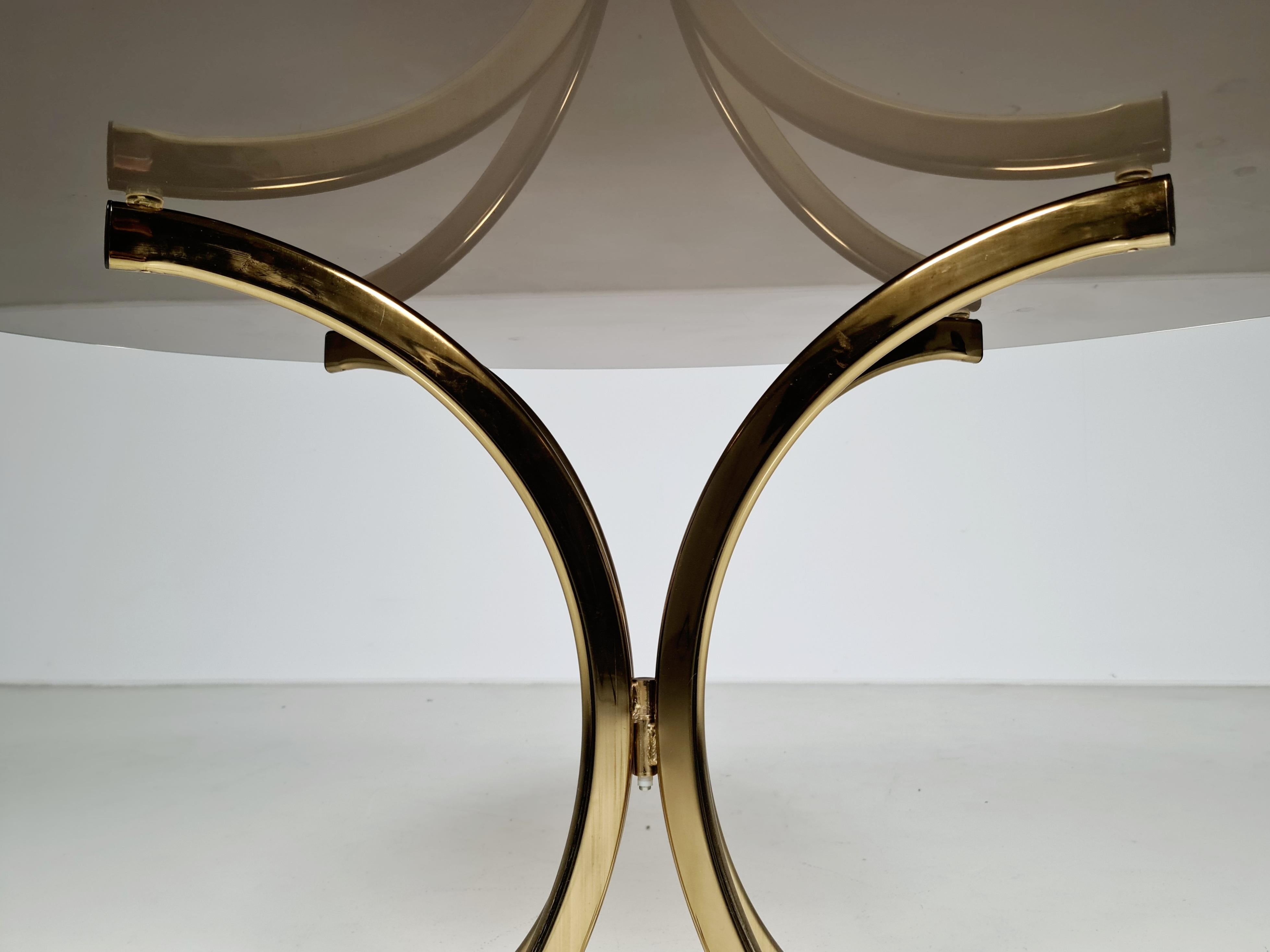 Brass and Smoked Glass Dining Table, Romeo Rega Attributed, 1970, Italy 2