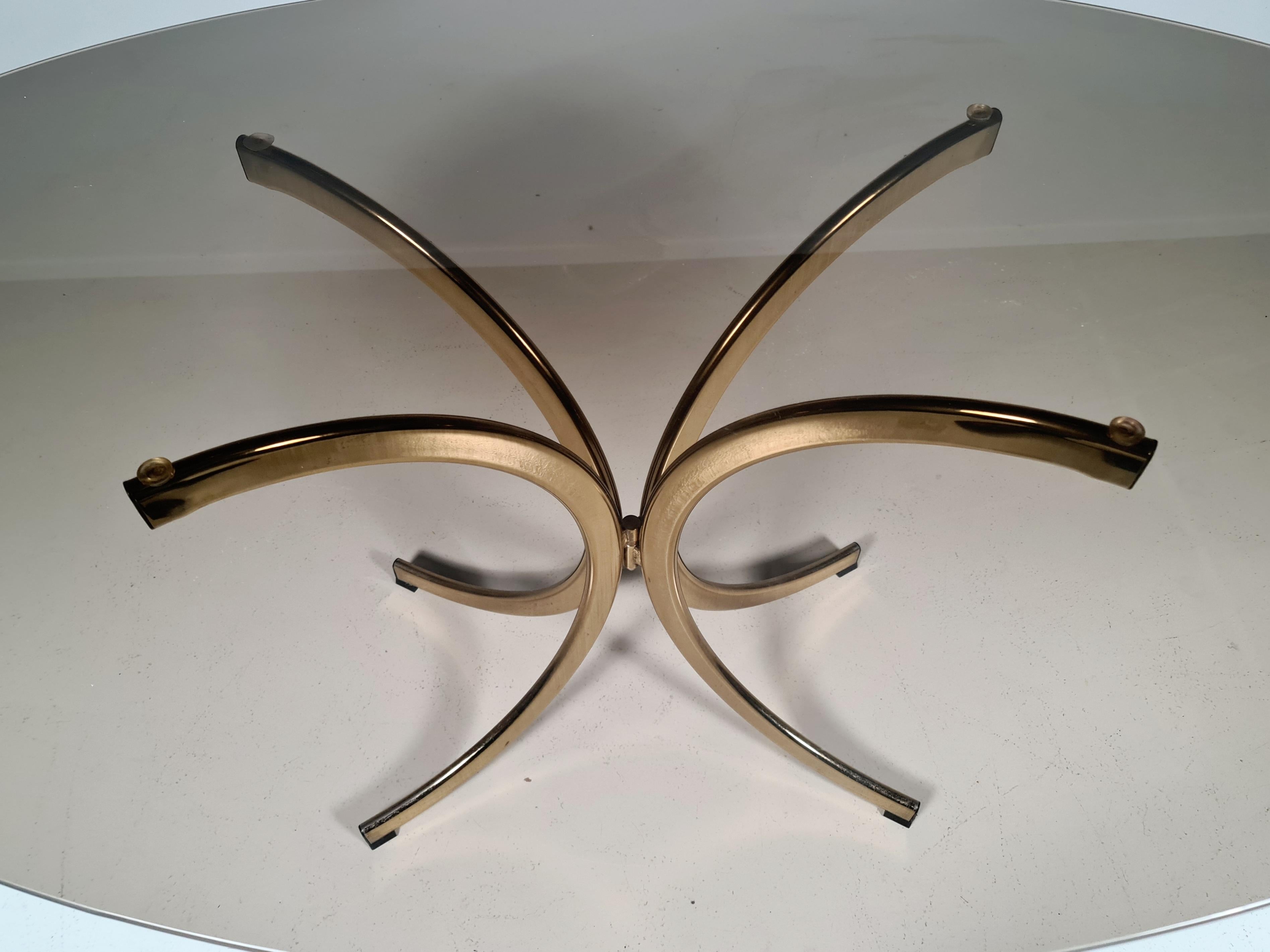 Brass and Smoked Glass Dining Table, Romeo Rega Attributed, 1970, Italy 3