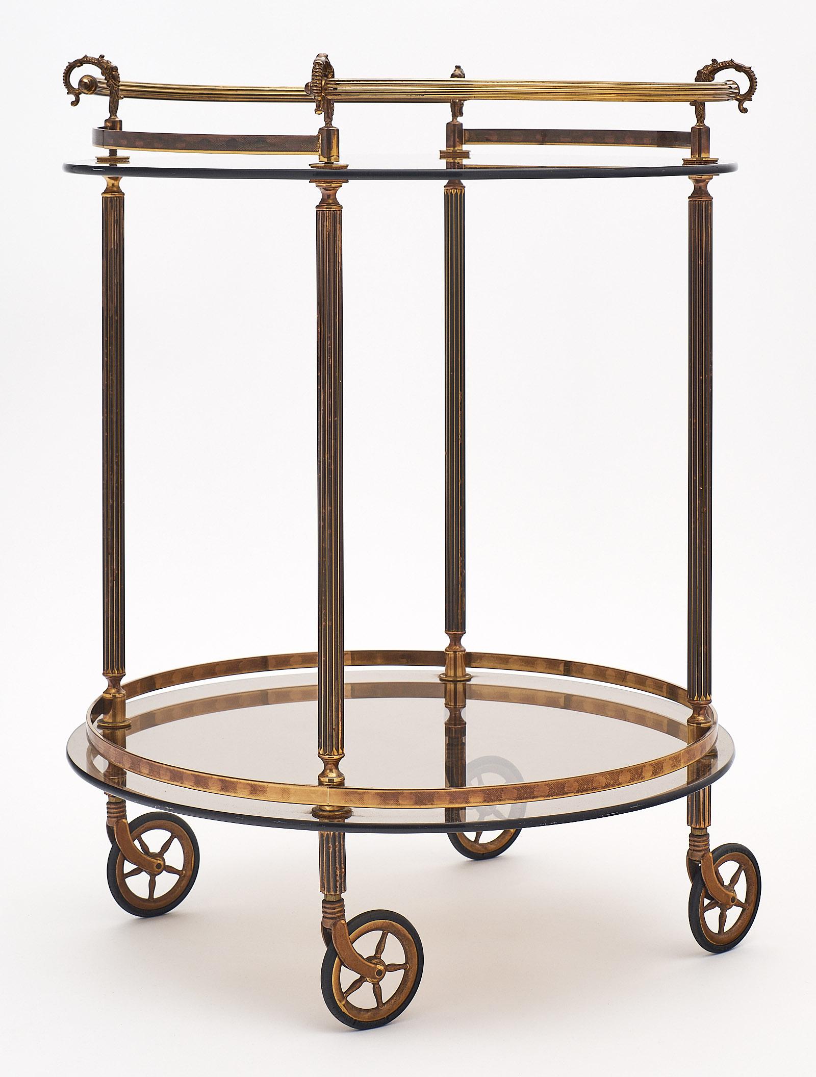 Brass and Smoked Glass French Bar Cart 4