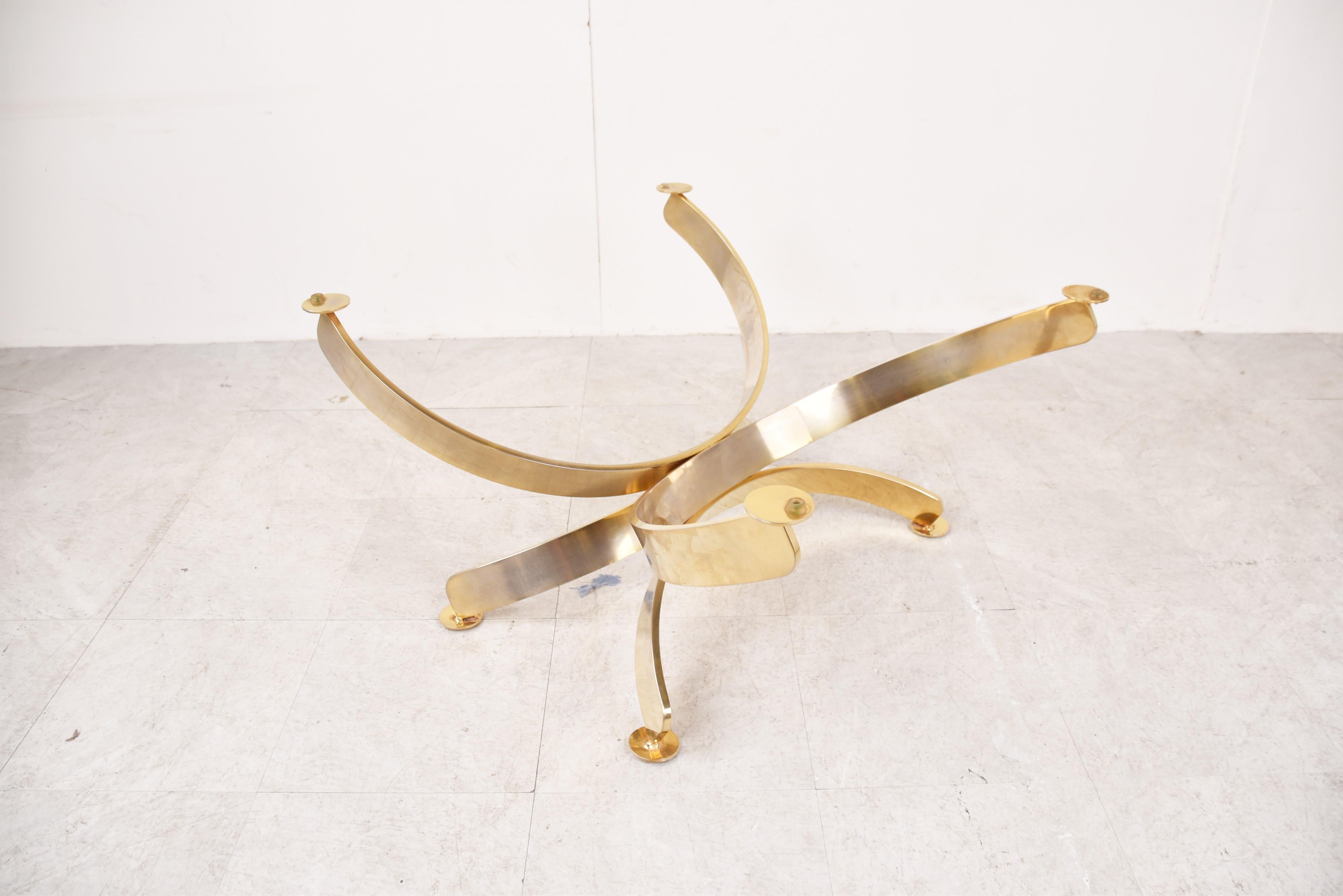 Brass and Smoked Glass Italian Coffee Table, 1970s For Sale 4