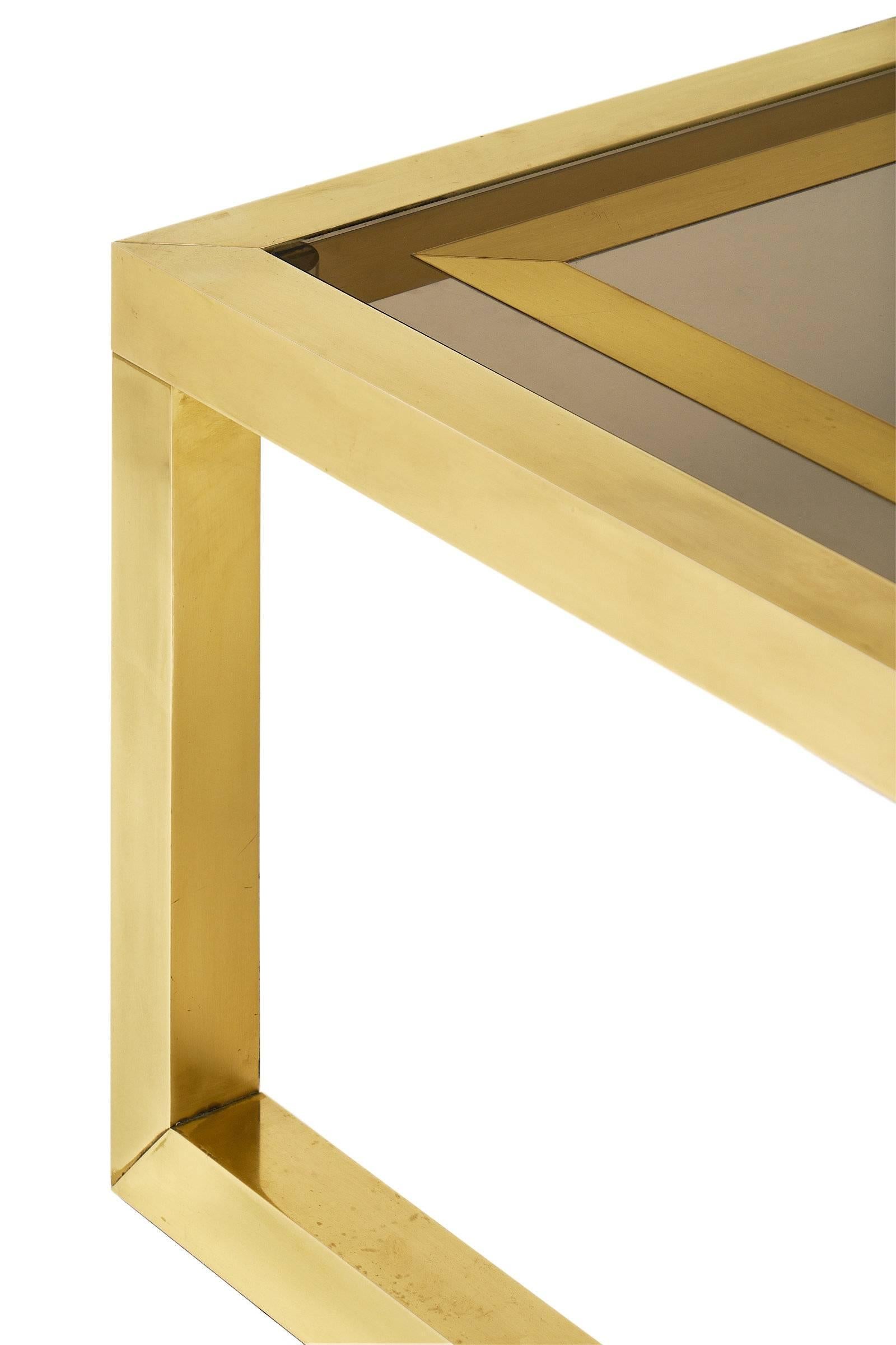 Mid-20th Century Brass and Smoked Glass Midcentury Coffee Table