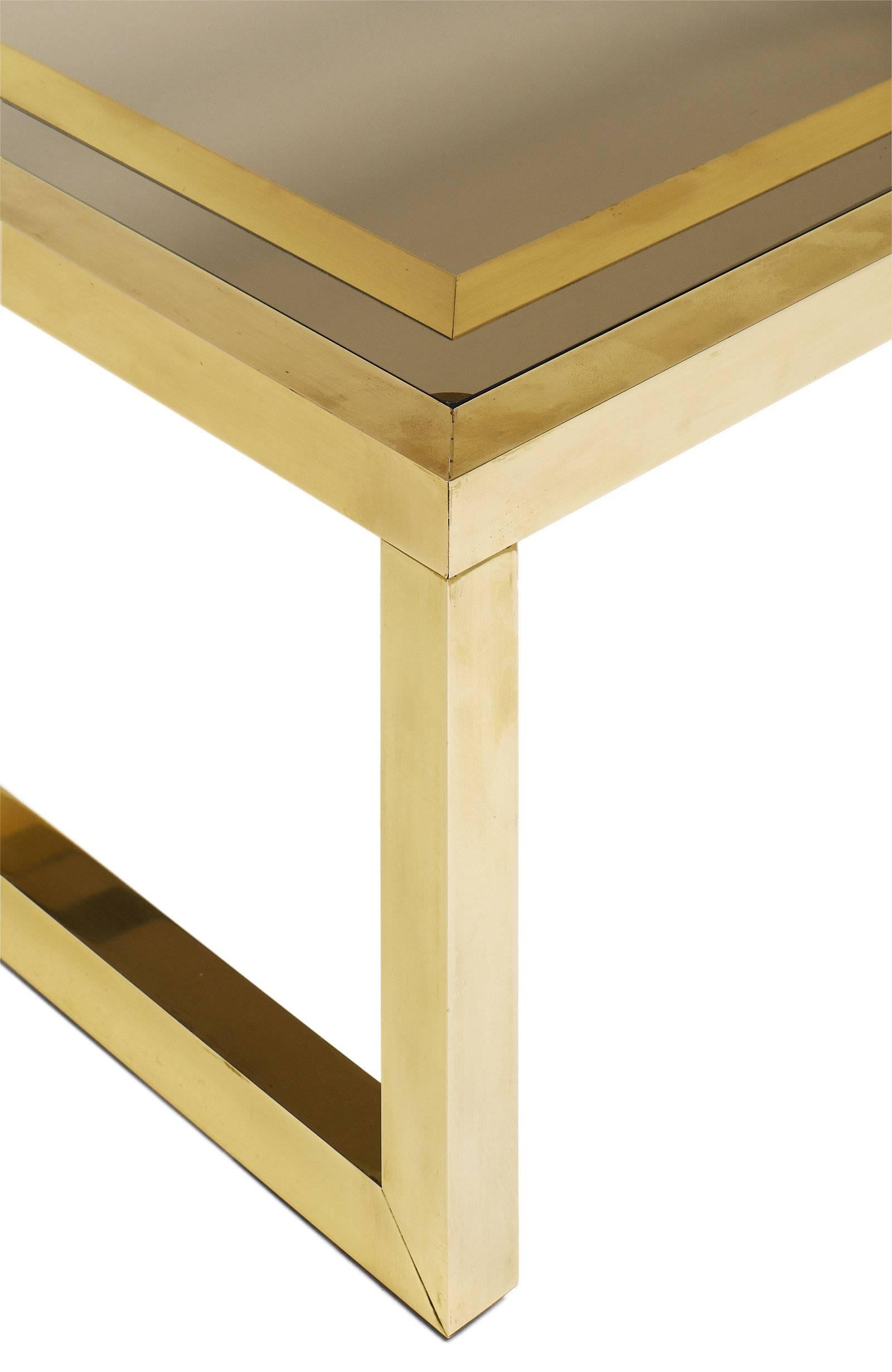 Brass and Smoked Glass Midcentury Coffee Table 1