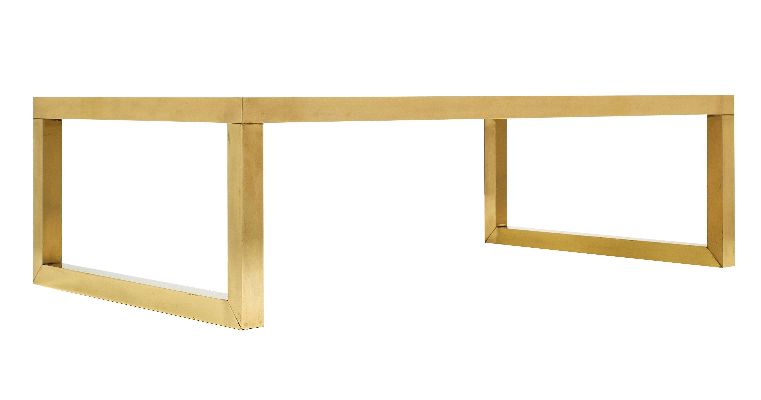 Brass and Smoked Glass Midcentury Coffee Table 2