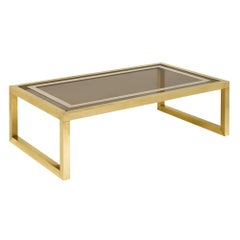 Brass and Smoked Glass Midcentury Coffee Table