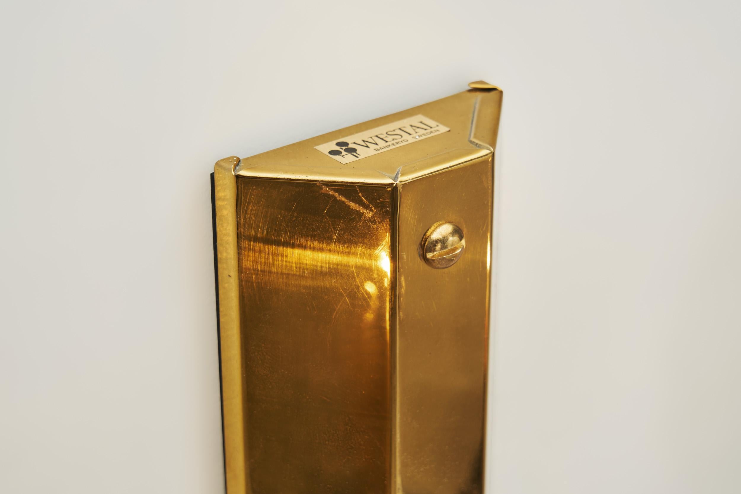 Brass and Smoked Glass Wall Light for Westal, Sweden 1970s For Sale 5