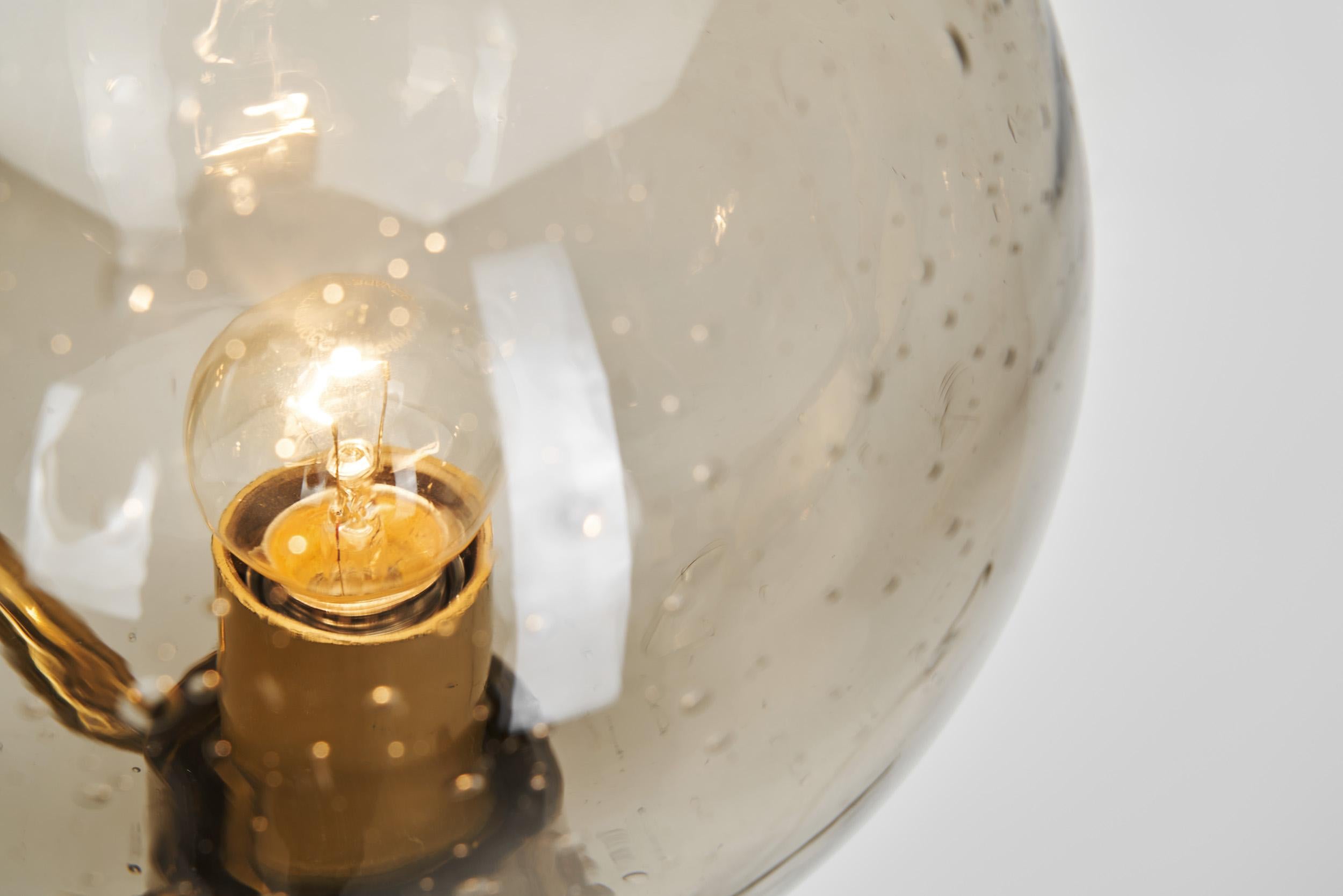 Brass and Smoked Glass Wall Light for Westal, Sweden 1970s For Sale 8