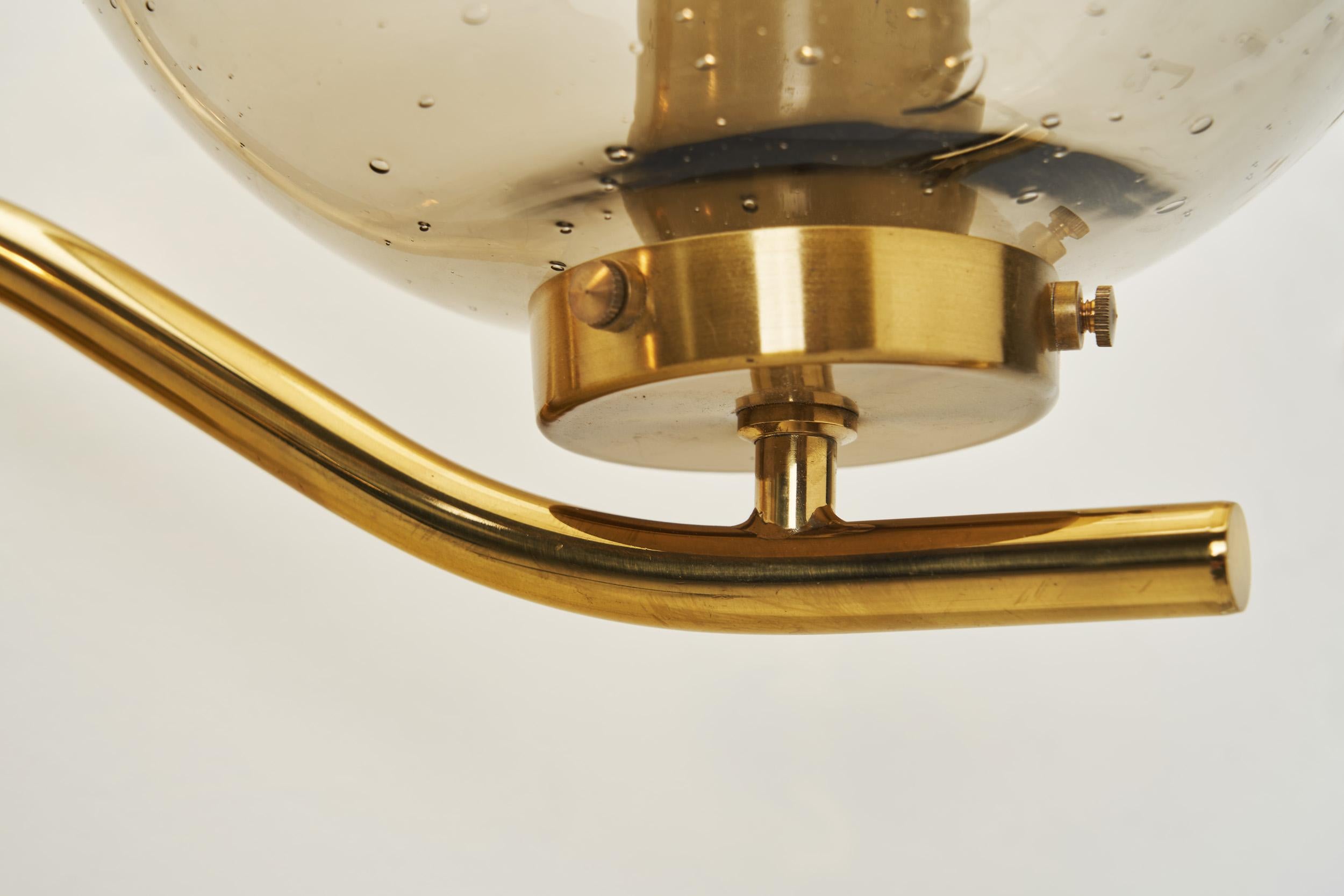 Brass and Smoked Glass Wall Light for Westal, Sweden 1970s For Sale 9