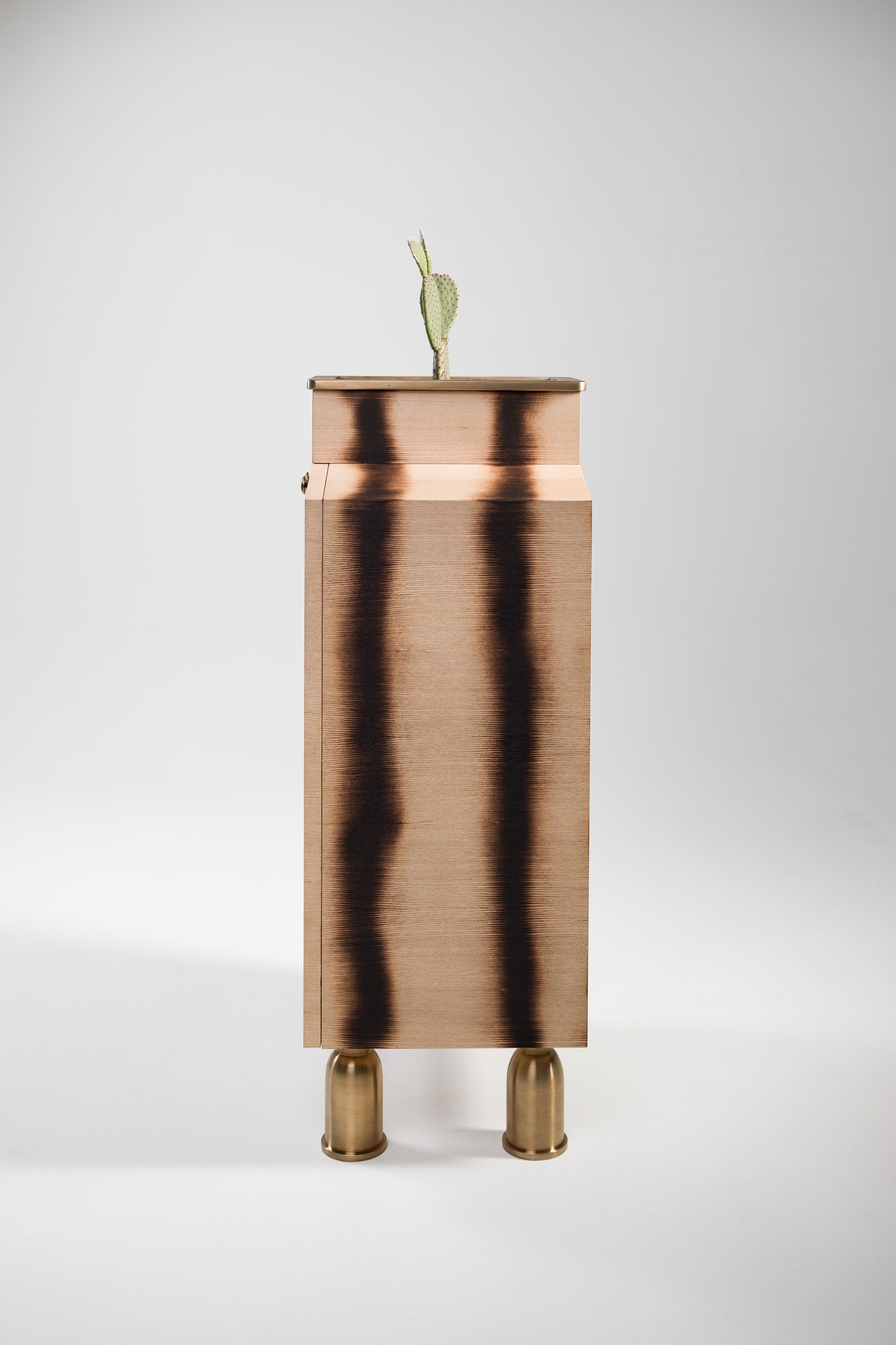 XXIe siècle et contemporain Brass And Solid Wood Bugs Cabinet by PANOPTIKUM COLLECTIONS en vente