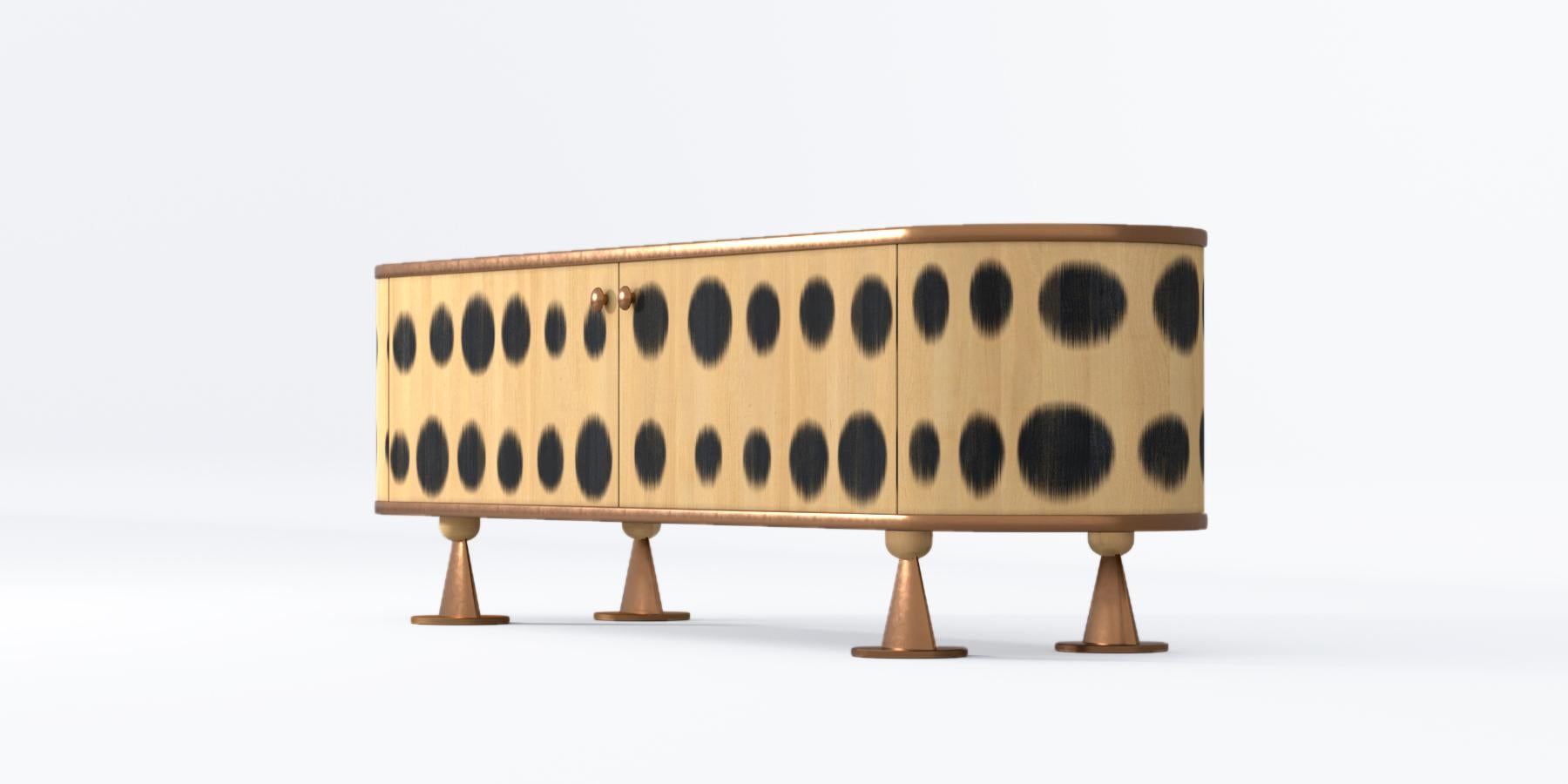 XXI secolo e contemporaneo Credenza Bugs in ottone e legno massiccio di PANOPTIKUM COLLECTIONS in vendita