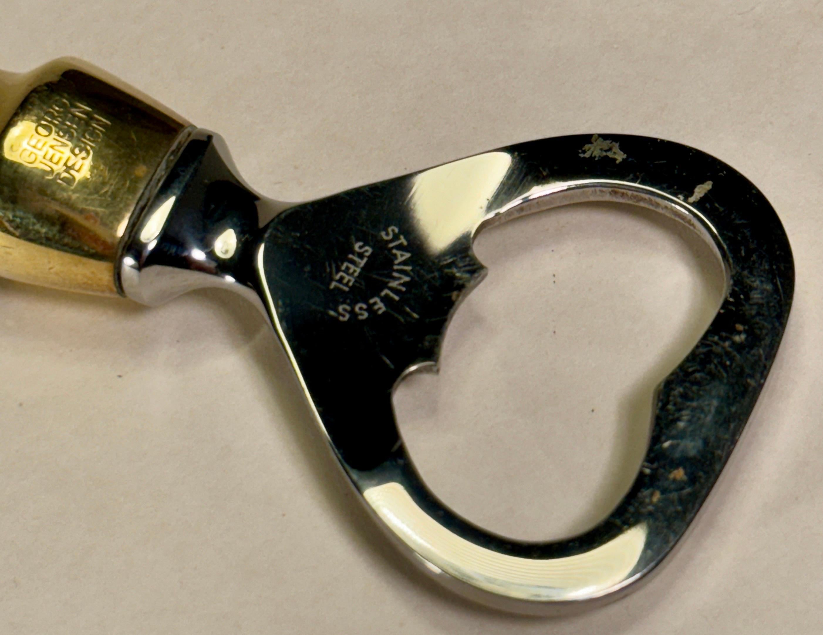 Brass and Stainless Steel Bottle Opener by Henning Koppel for George Jensen  For Sale 7