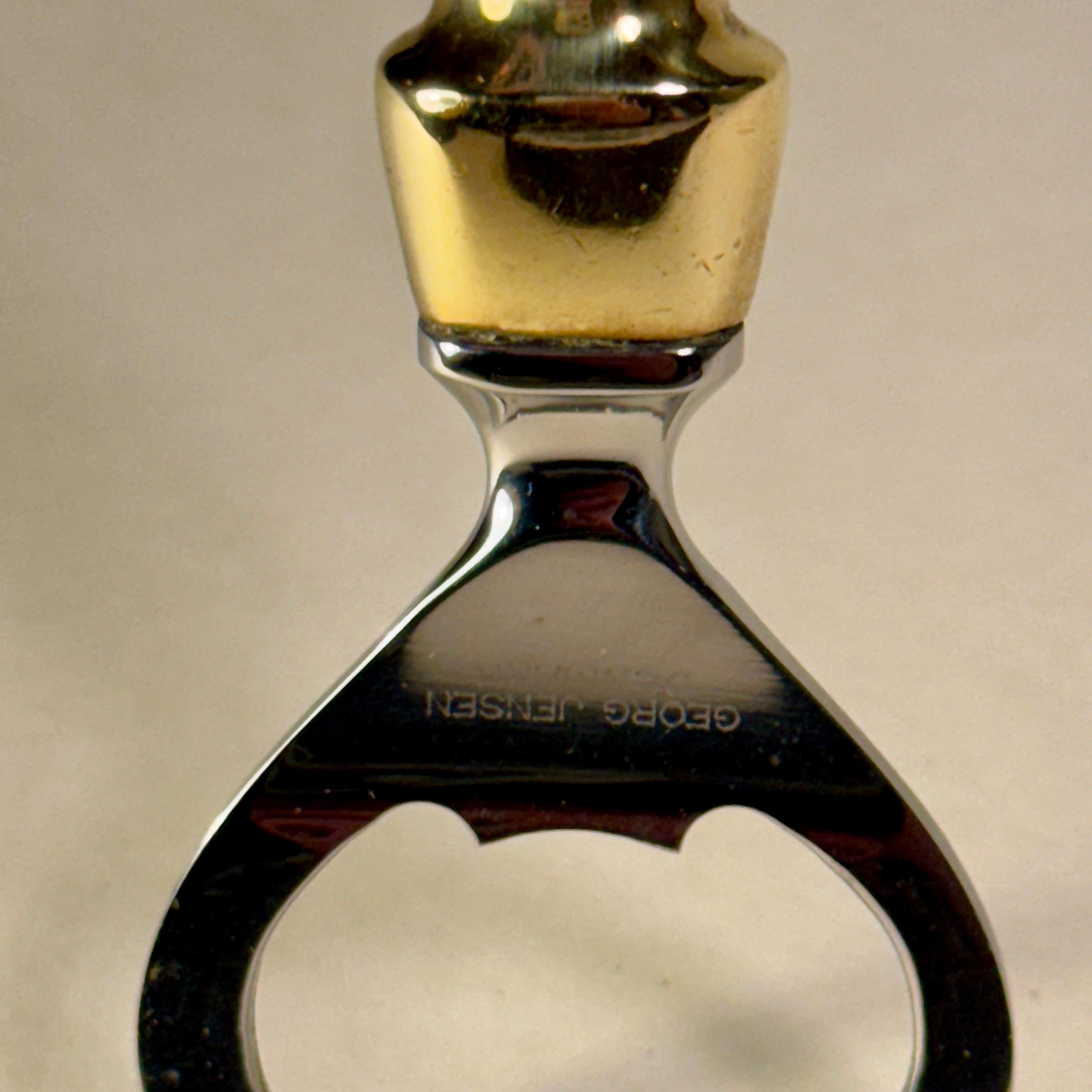 Mid-Century Modern Brass and Stainless Steel Bottle Opener by Henning Koppel for George Jensen  For Sale